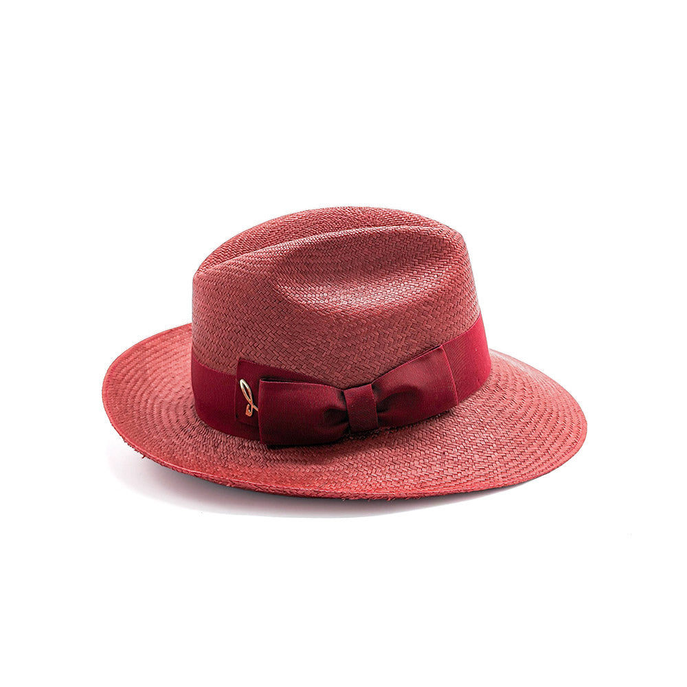 Doria 1905 Women's Red Doria Medium Brim Panama Hat With Bow
