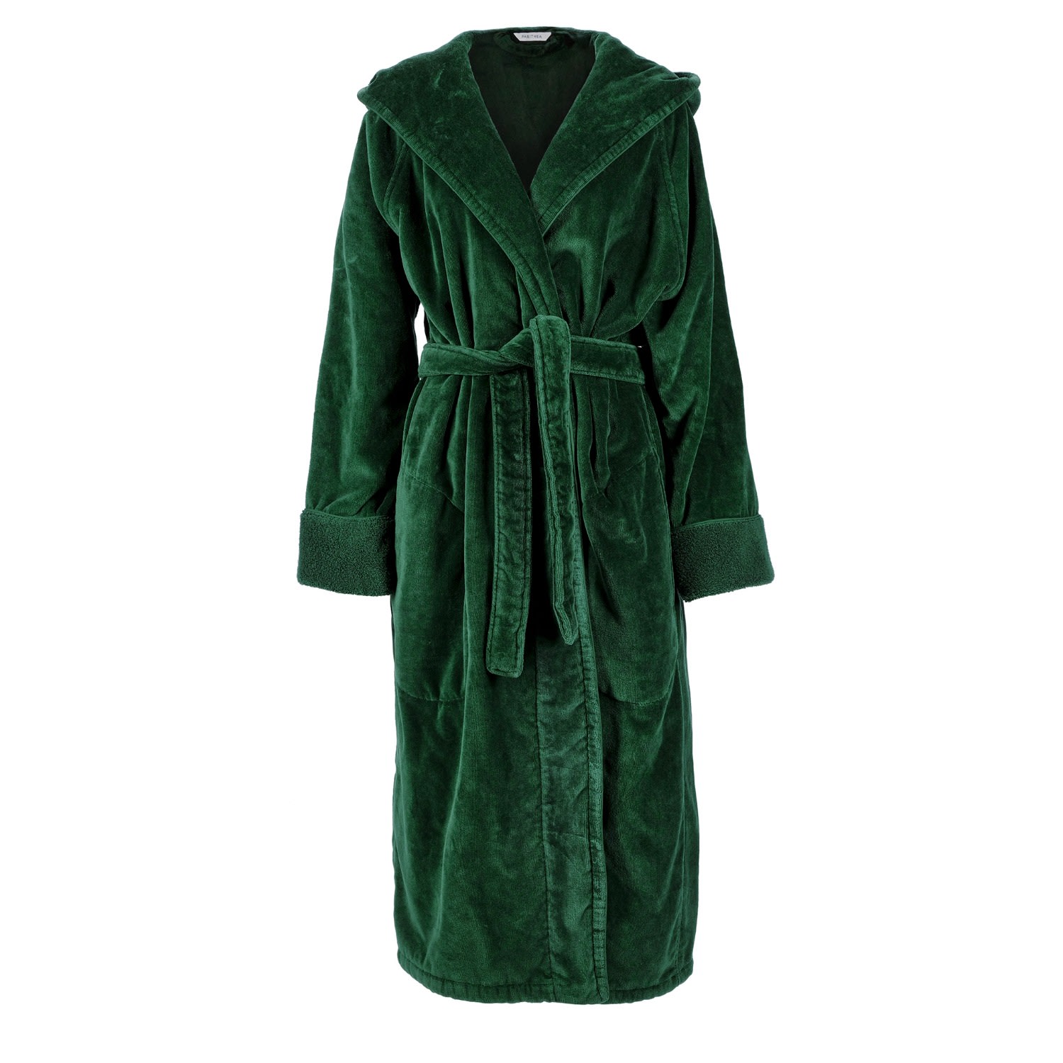 Green Womens Organic Cotton Hooded Robe In Emerald Medium Pasithea Sleep