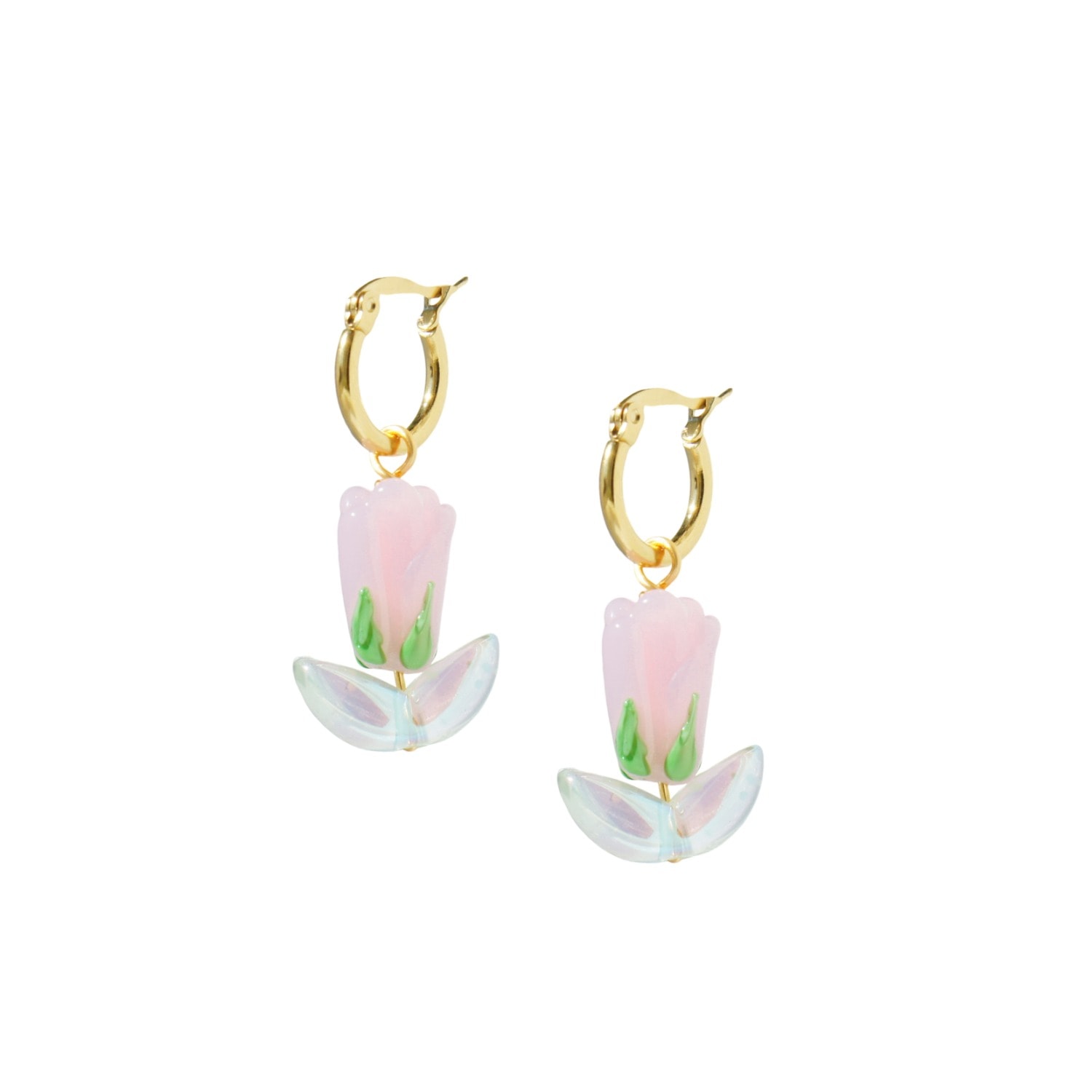 I'mmany London Women's Yellow / Orange Sunday Market Glass Tulip With Detachable Small Golden Hoop Earrings - Soft 