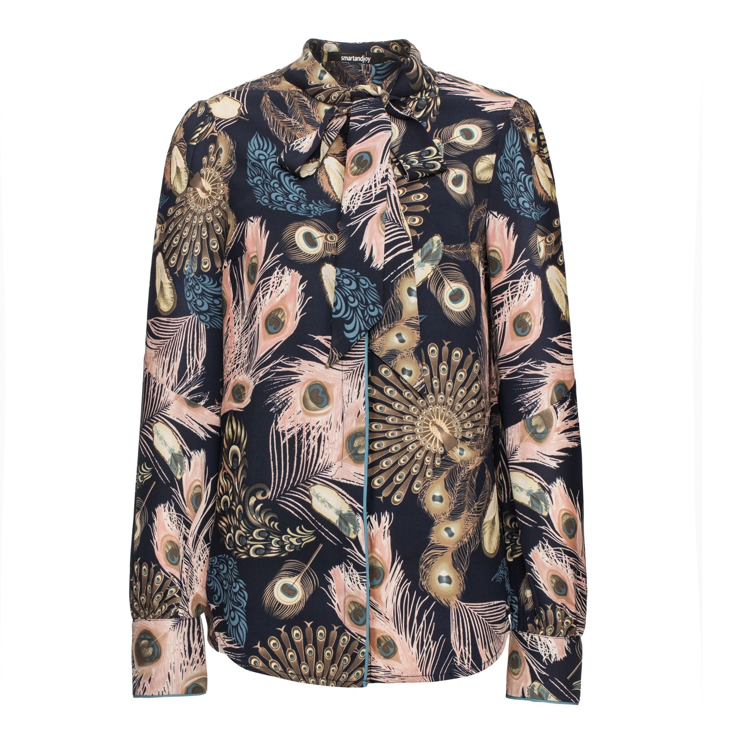 Smart And Joy Women's Bohemian Feather Print Shirt In Blue
