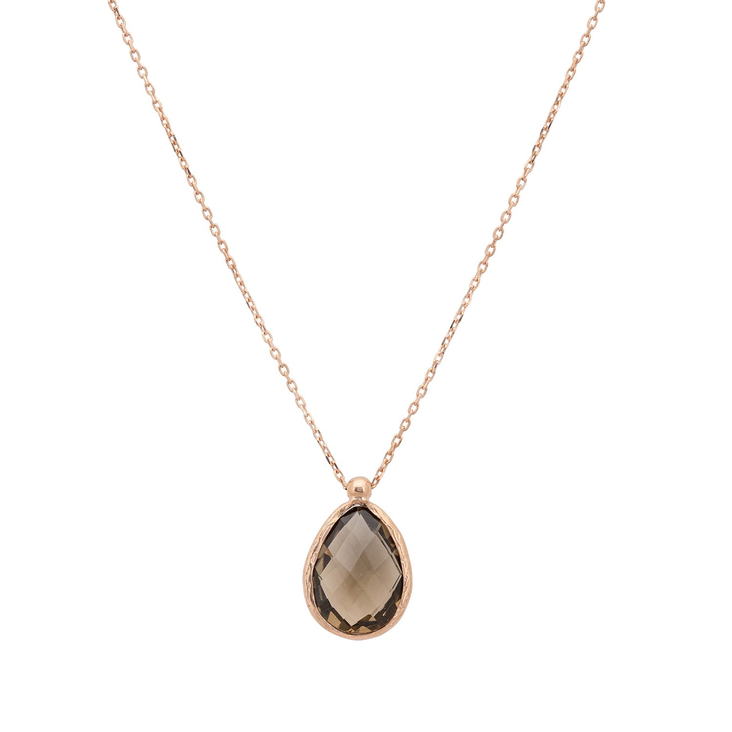 Women’s Brown / Rose Gold Petite Drop Necklace Rosegold Smokey Quartz Hydro Latelita