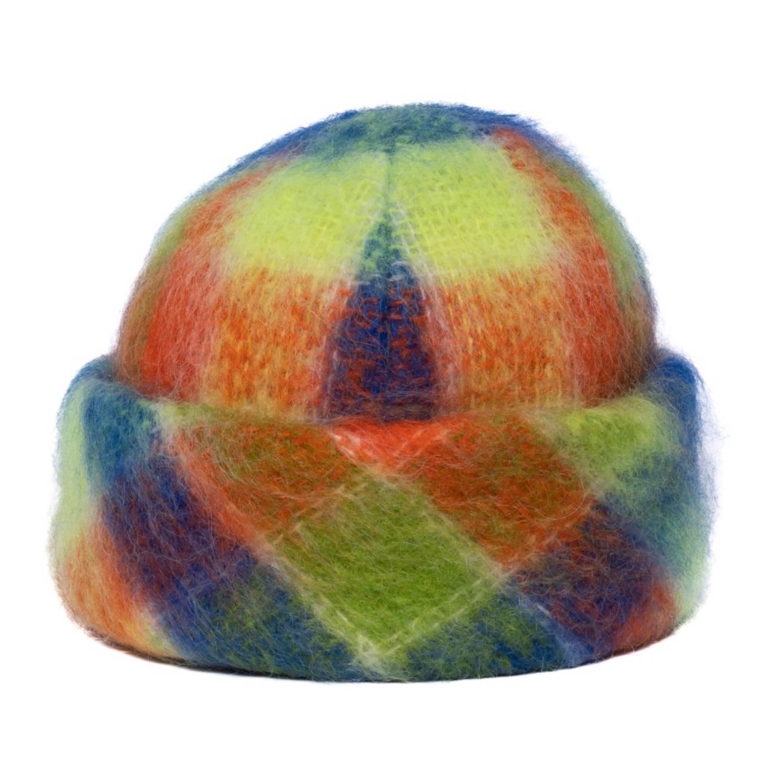 Women’s Superbeanie Blue Orange Tartan Mohair 58Cm Anthony Peto