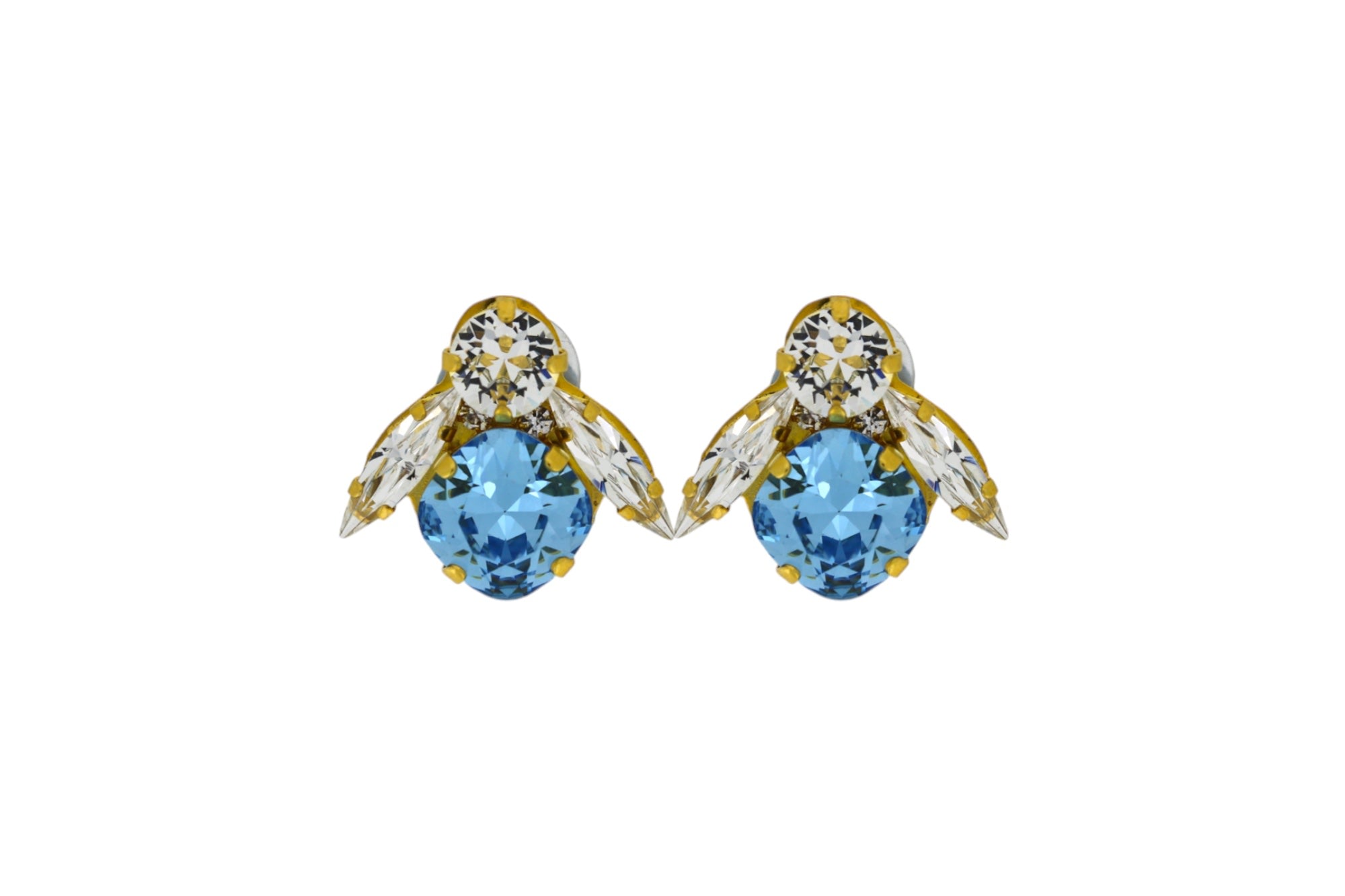 Vickisarge Women's The Big Blue Bee Earrings In Gold - Clip In Blue