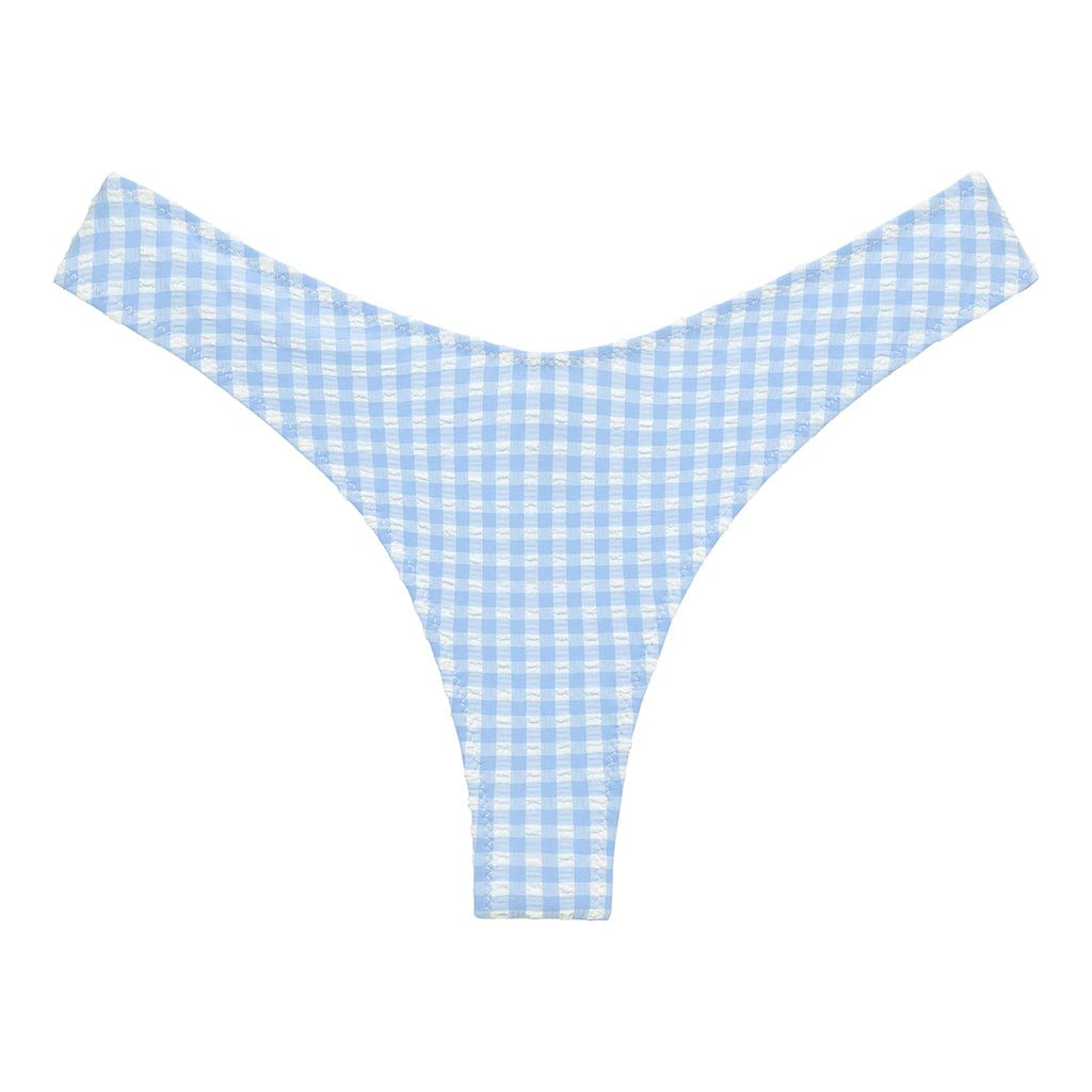 Women's Blue Peri Micro Gingham Lulu Zig-Zag Stitch Bikini Bottom | Extra Large | Montce Swim