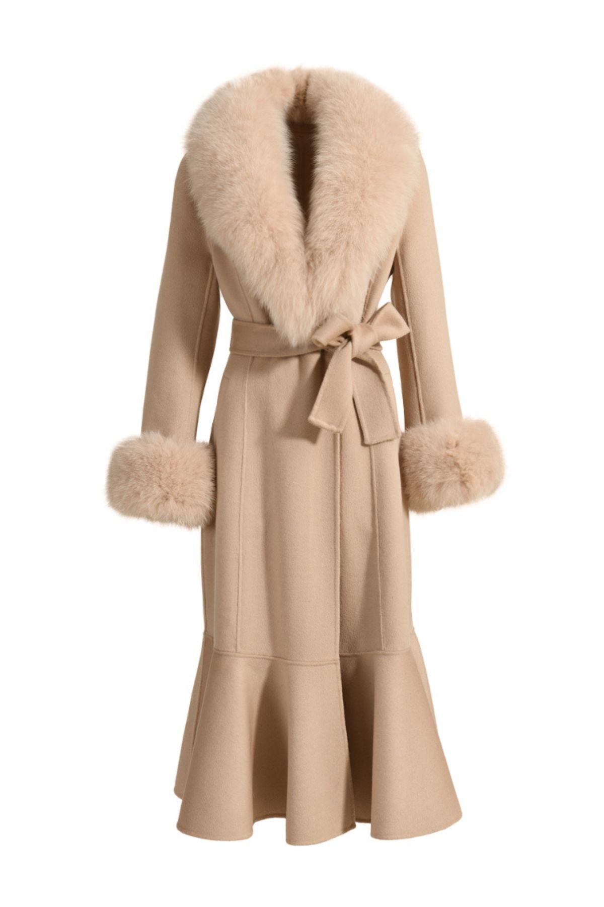 Westminster Cashmere Peplum Coat Beige | Hortons England | Wolf