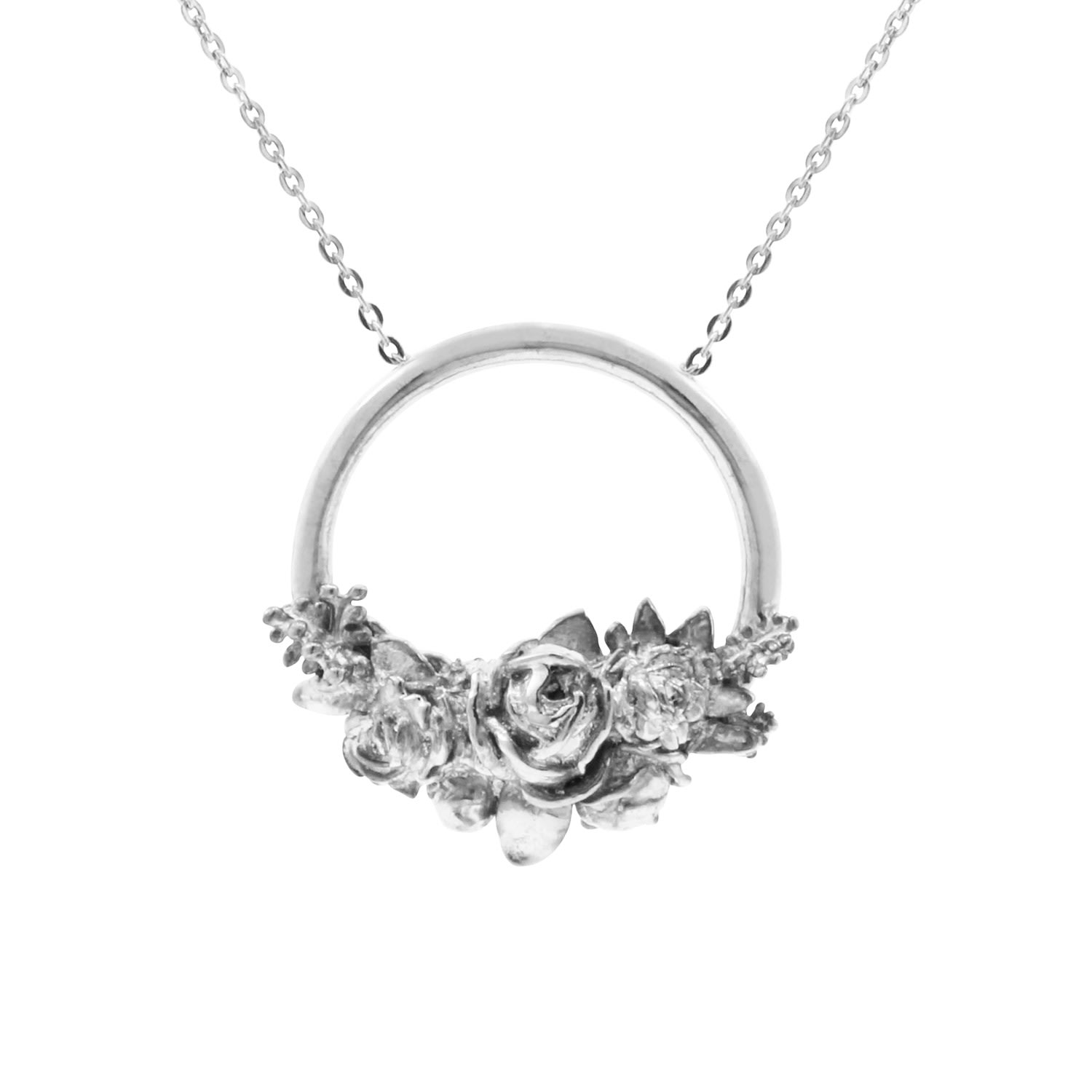 Women’s Rose Halo Necklace - Silver Lee Renee