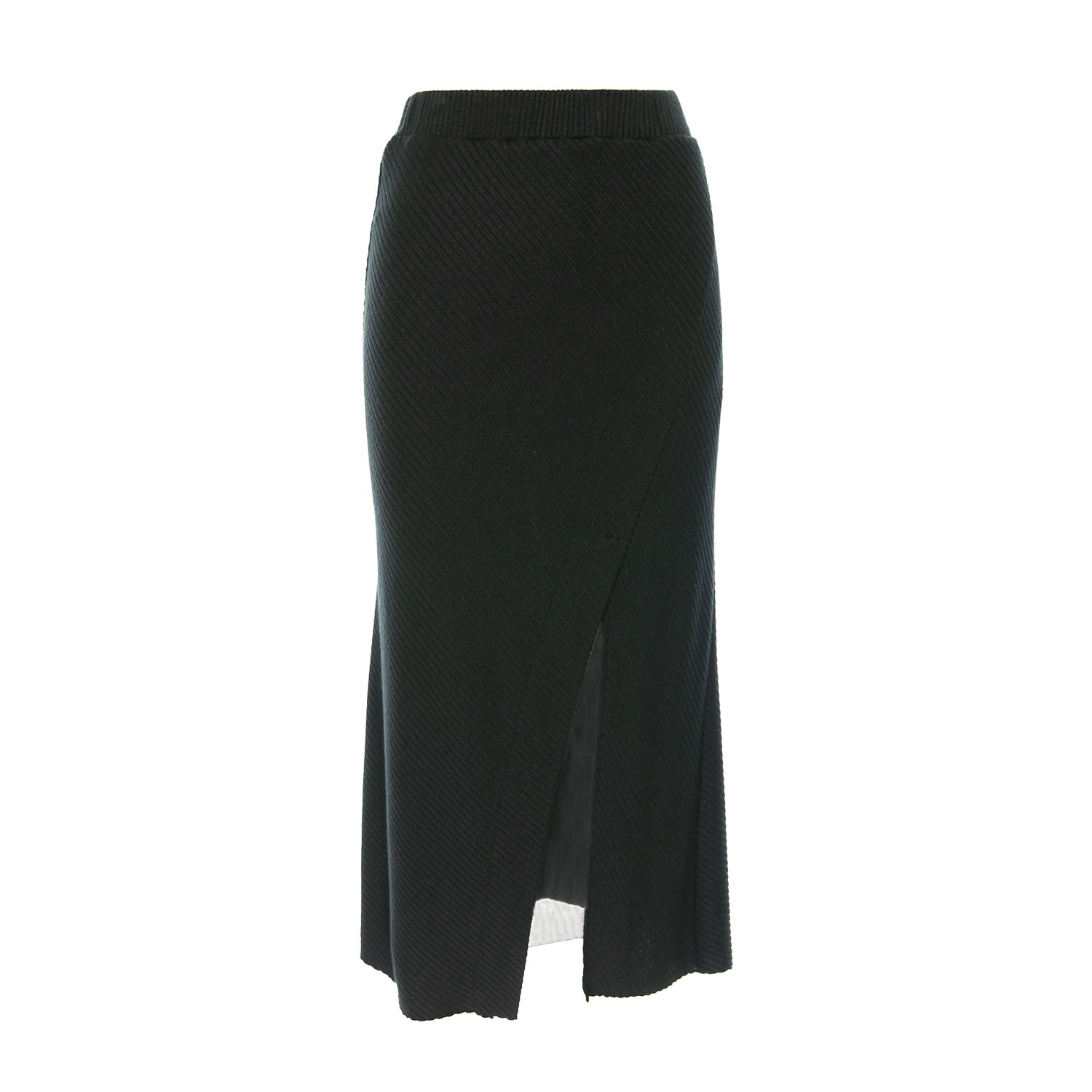 Silvia Serban Women's Black Ribbed Skirt With Elasticated Tulle Linen In Black
