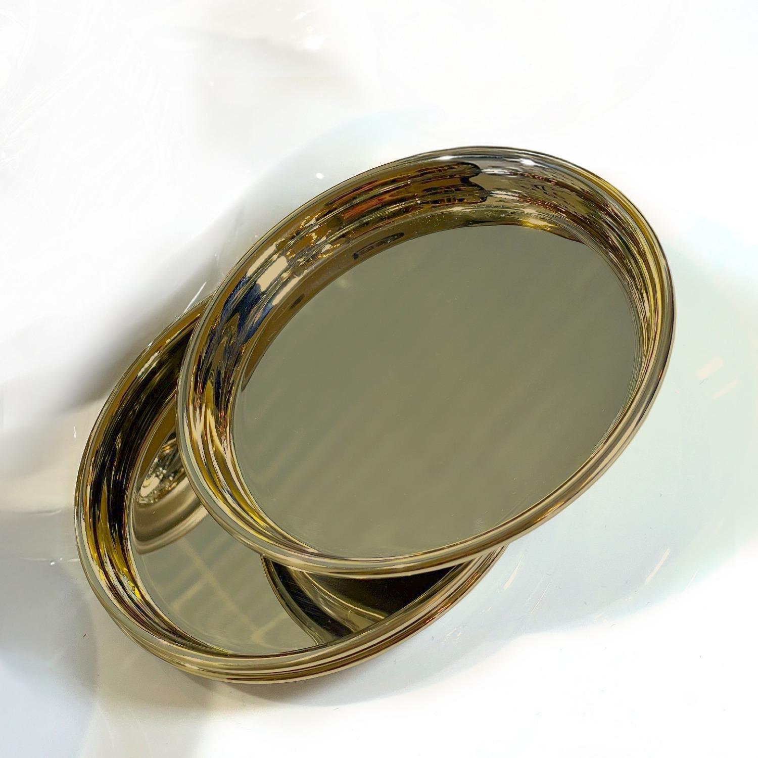 Caspal Gold Polished Brass Coasters And Small Plates Gift Set - Italian Design In Gold