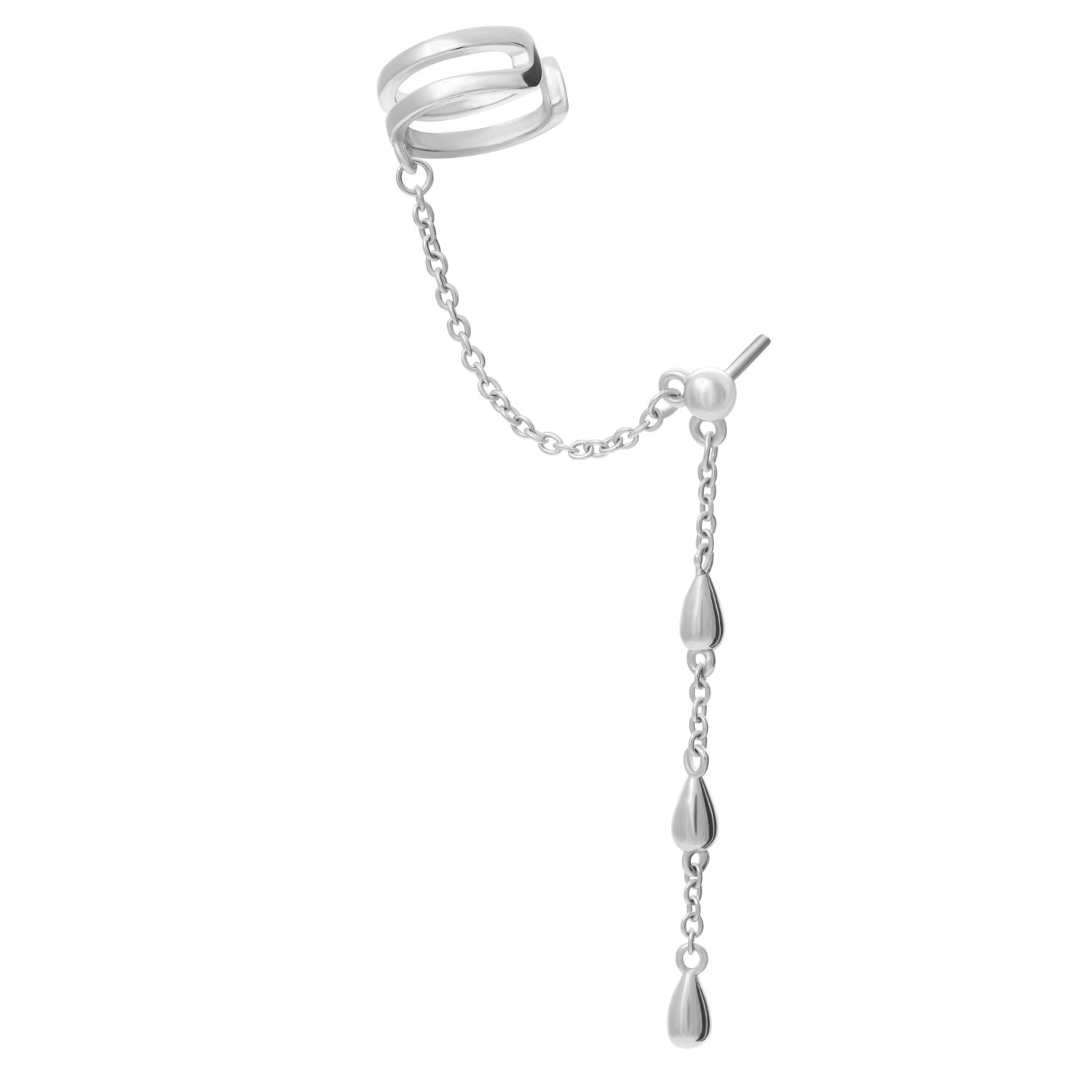 Lucy Quartermaine Women's Silver Drop Earring With Cuff In Green