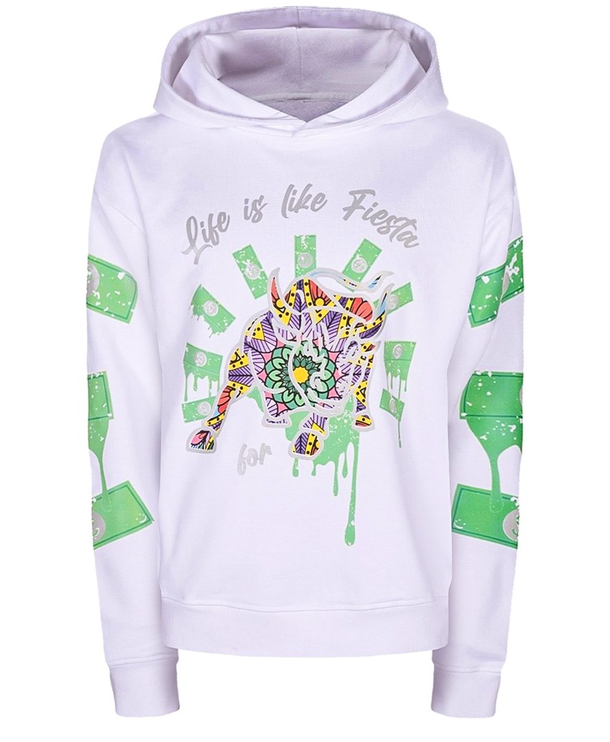 Miracles Manifester Women's Inspirational Affirmation Hoodie With Reflective Design - White In White