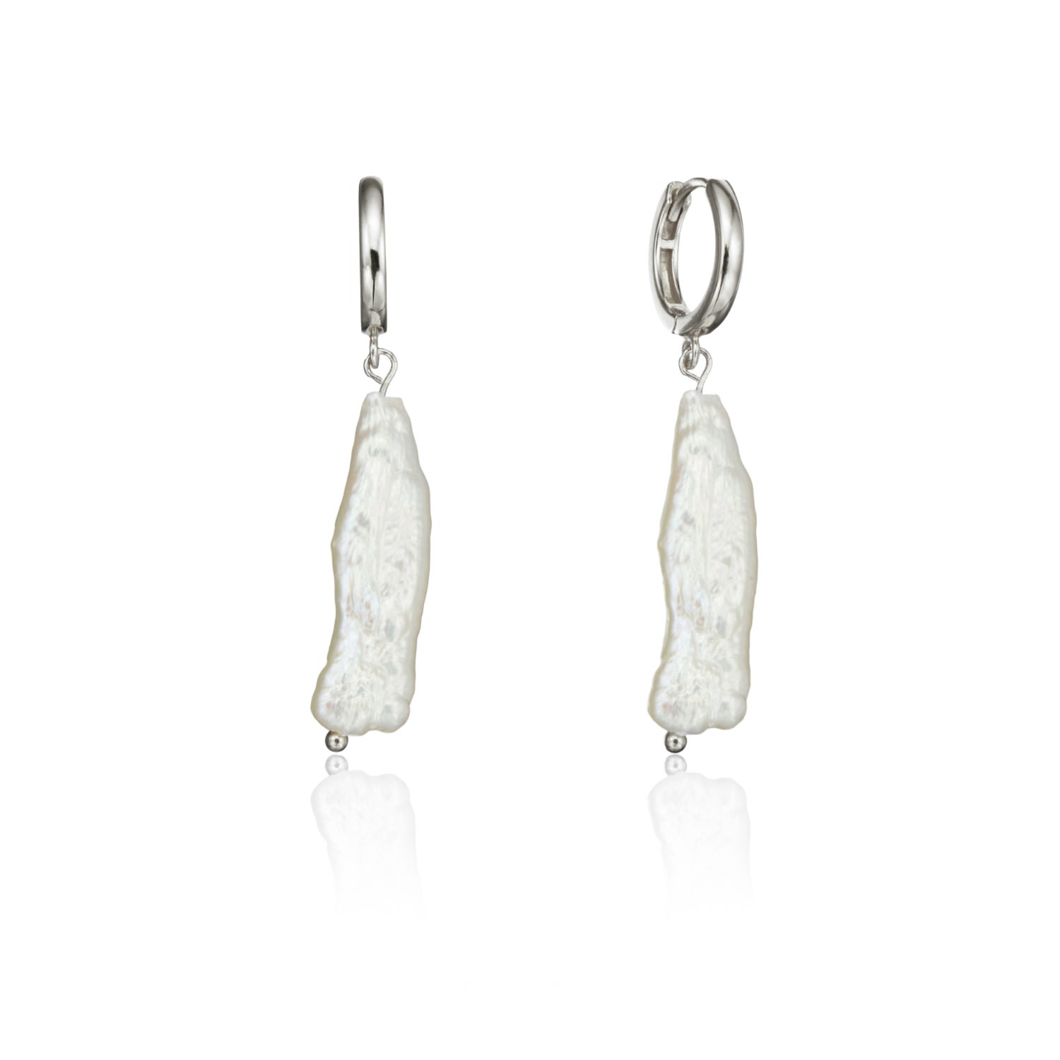Lily & Roo Women's White / Silver Silver Baroque Pearl Shard Hoop Earrings In Multi