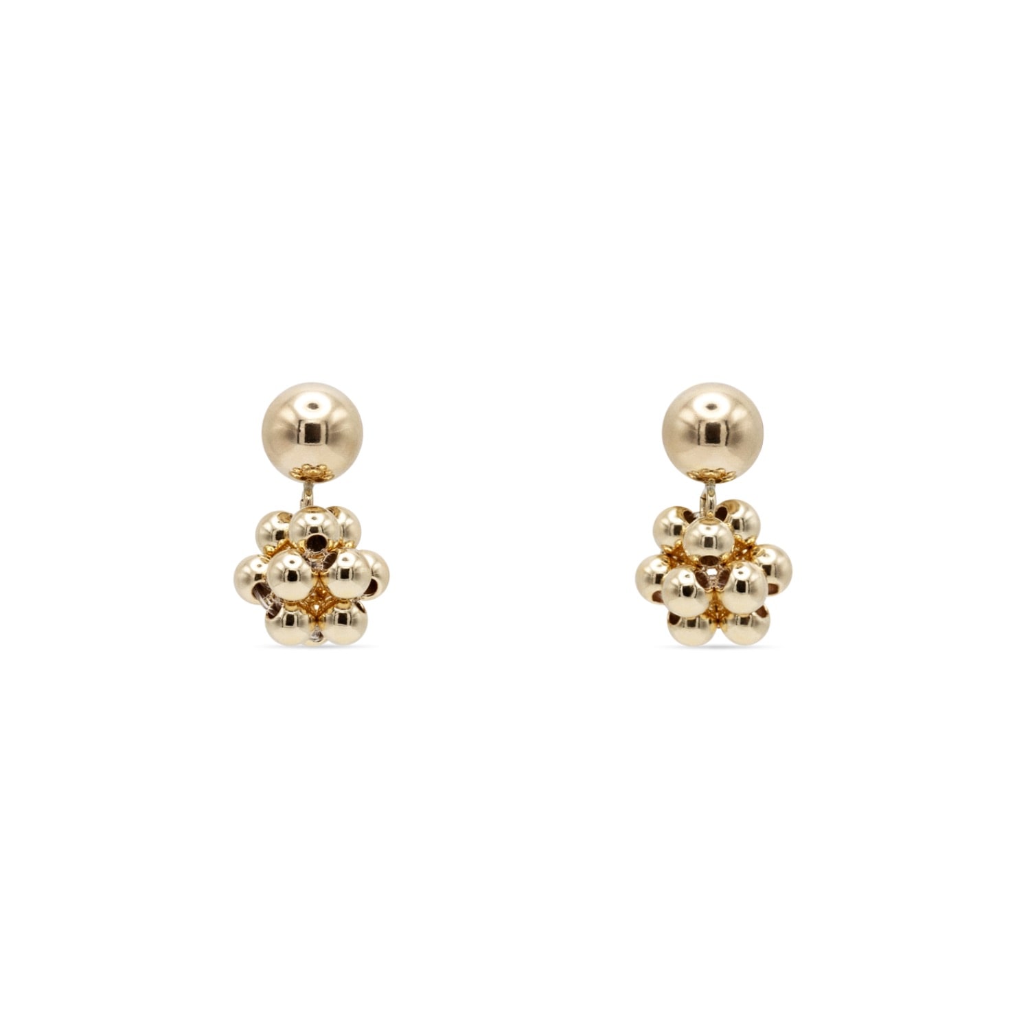 Pas De Marque Women's Gold-filled Beaded Earrings Cube Pendant