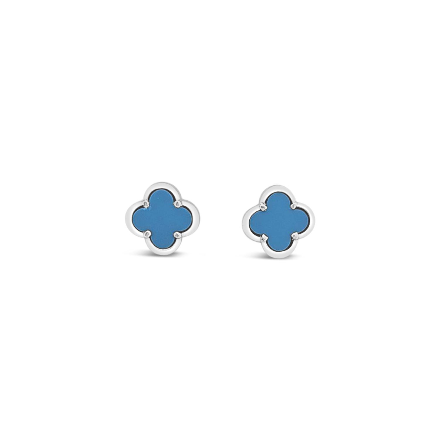 Lutiro Women's Blue Clover Stud Earring Eight Mm - Turquoise In Blue