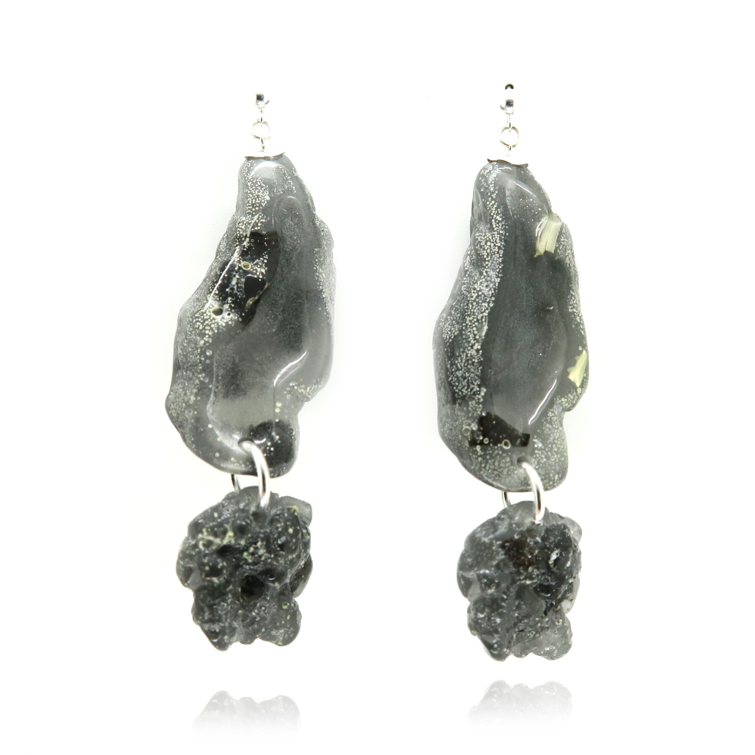 Bio-trimmings Women's Silver / Black Binet Earrings Onyx Silver Bio-gems In Multi