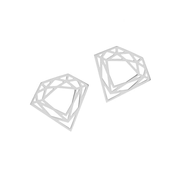 Shop Myia Bonner Silver Classic Diamond Stud Earrings