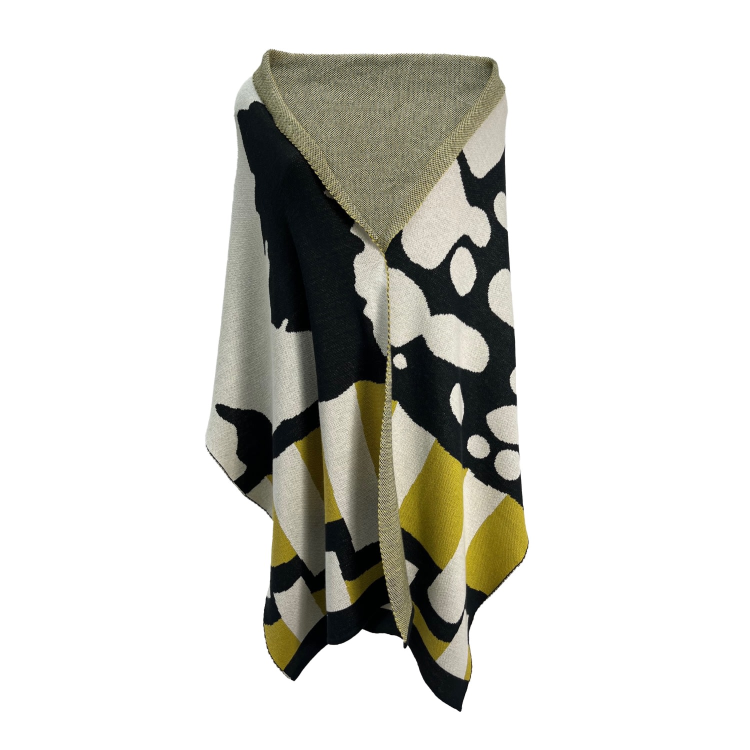 Women’s Black / White / Yellow Goliath Irregular Spot Cotton Knitted Scalloped Scarf - Chartreuse, Black & Ivory One Size Sisu Sisu