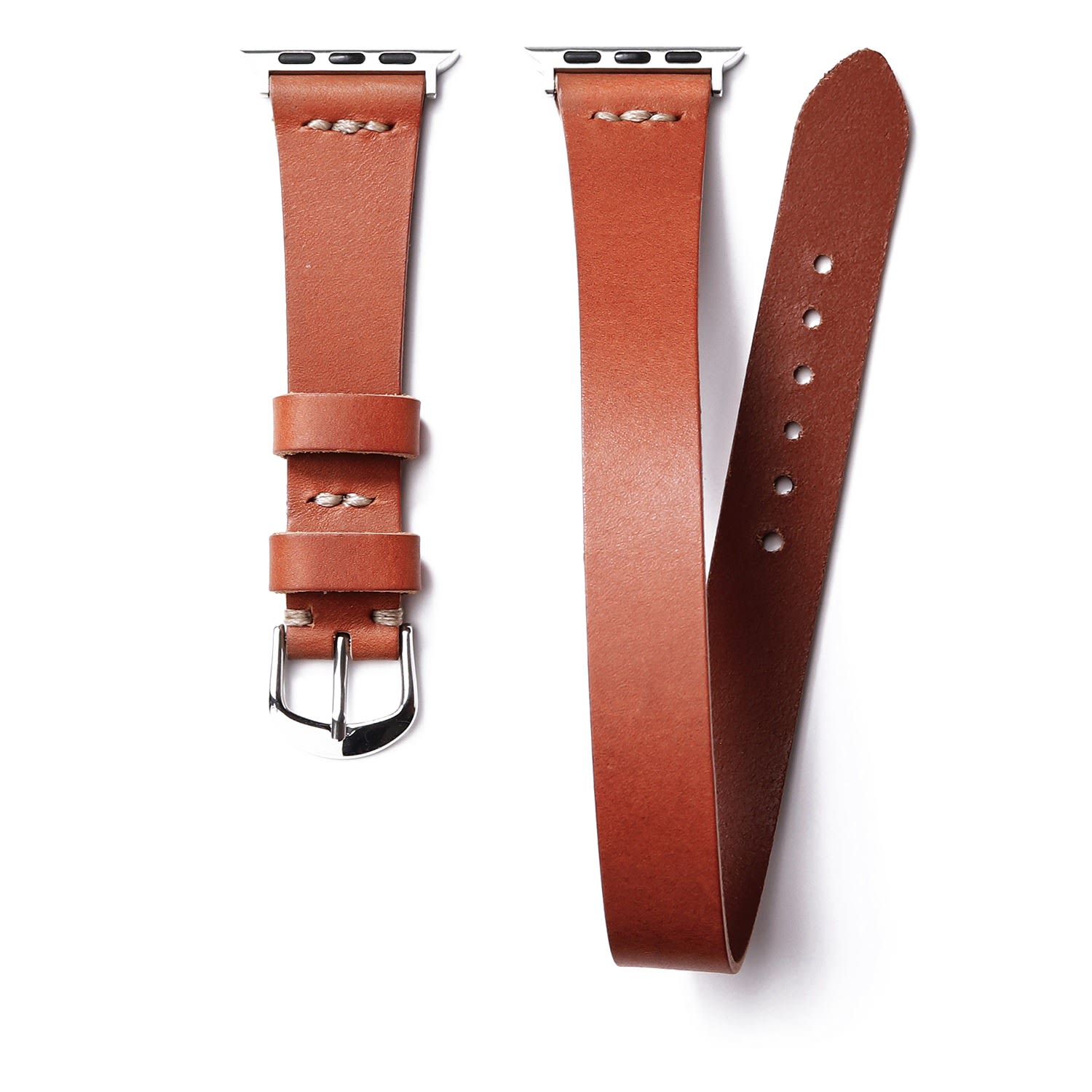 Men’s Yellow / Orange Double Tour Apple Watch Leather Strap - Cognac Small Roarcraft