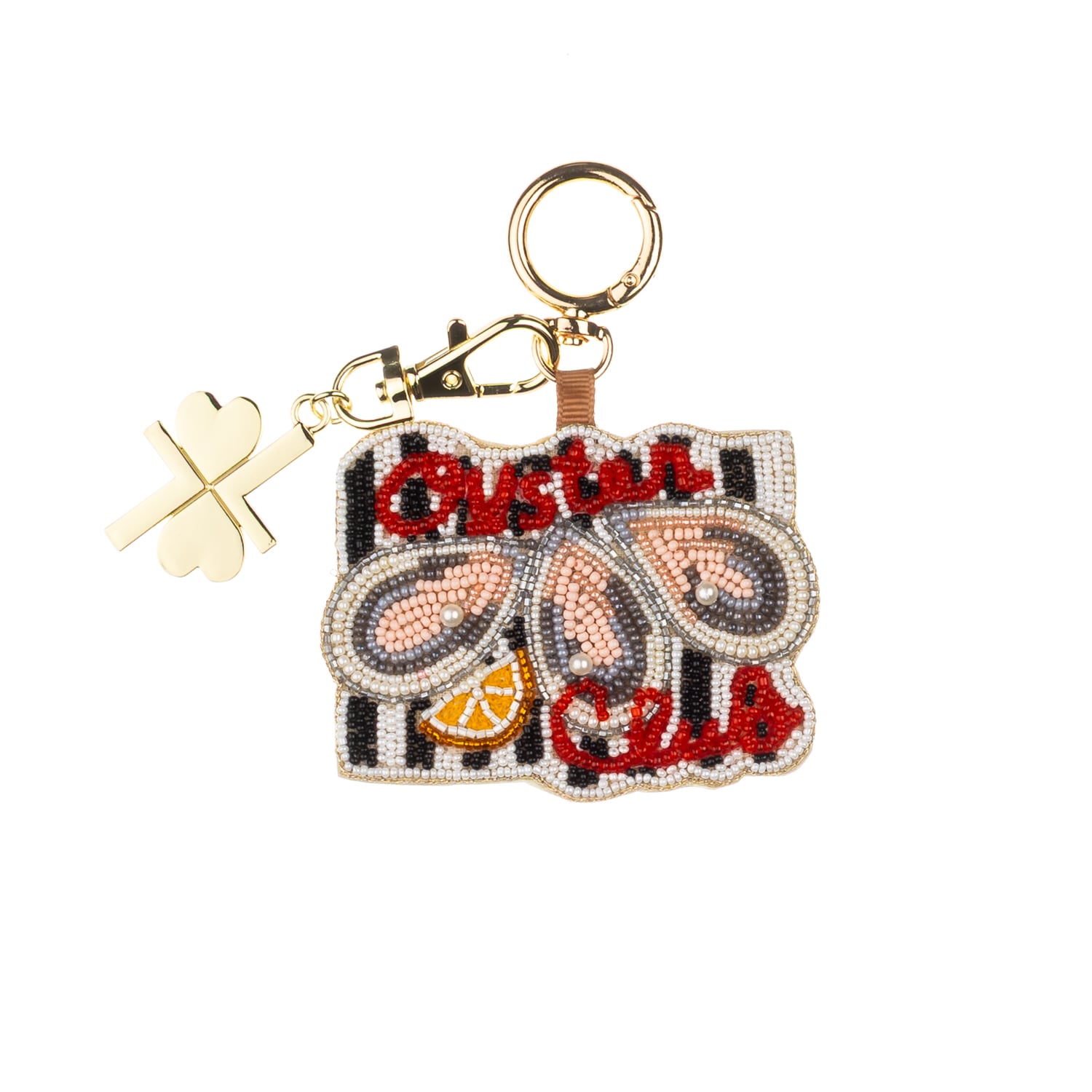 Women's Black / Red / White Oyster Club Hand-Beaded Bag Charm | Laines London