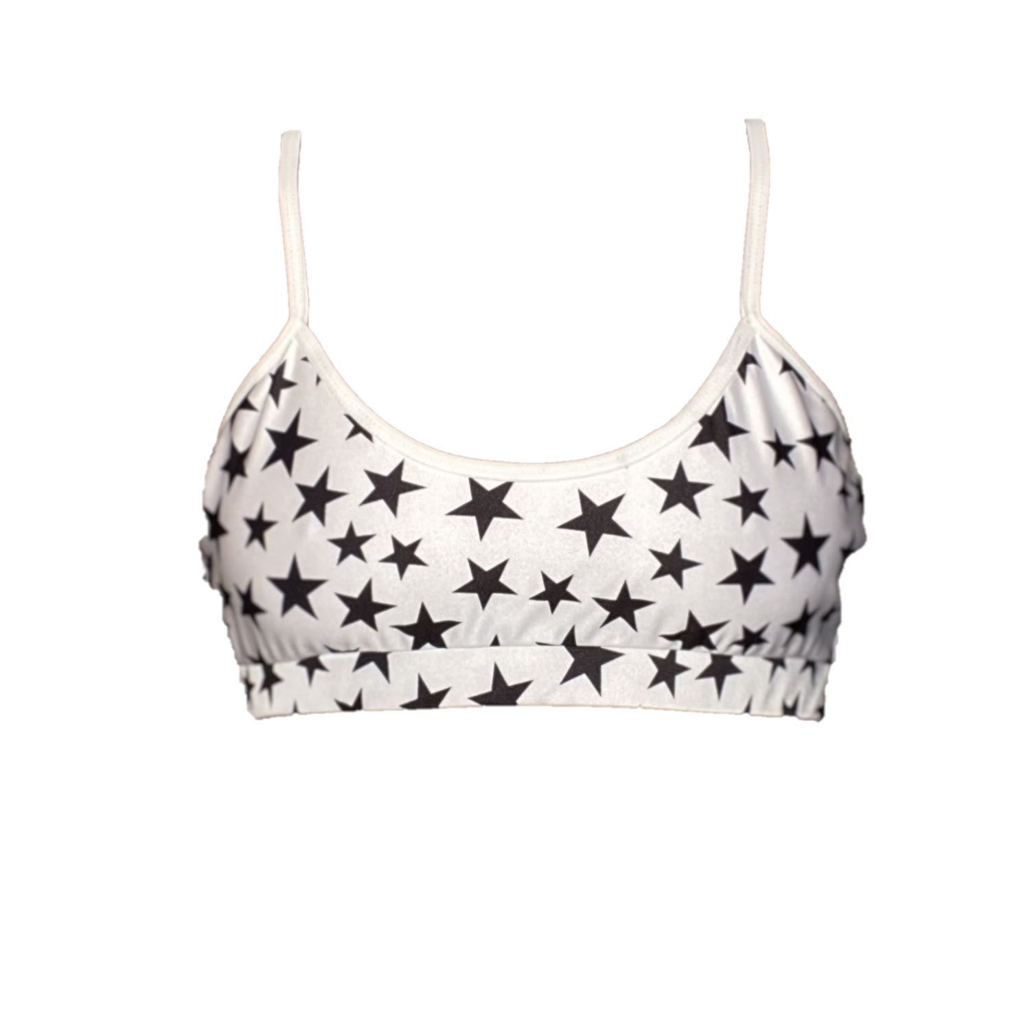 Brasini Swimwear Women's Ester Bralette Bikini Top - White With Black Stars In White
