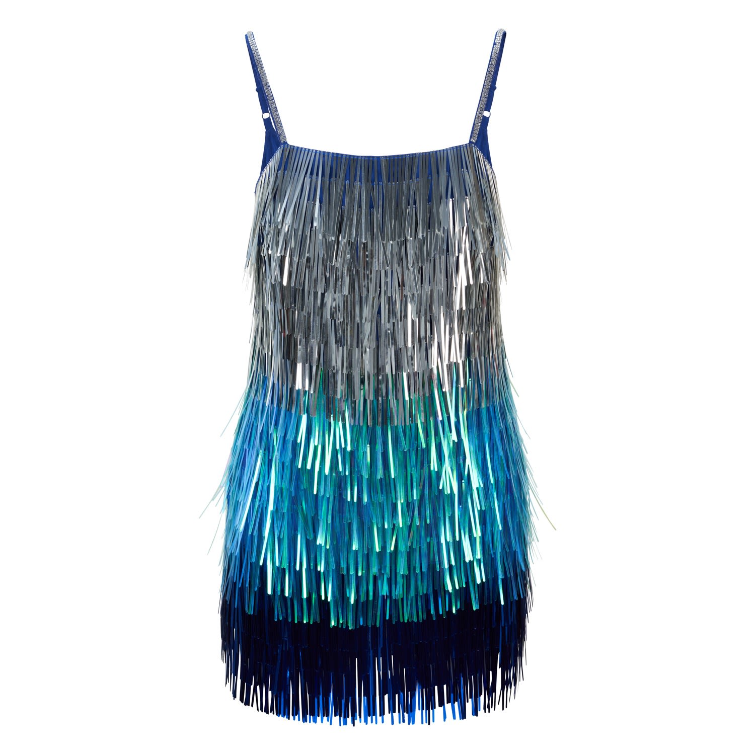 Women’s Blue Lennox Dress In Fringed Ombre Sequins Xxs Raevynn