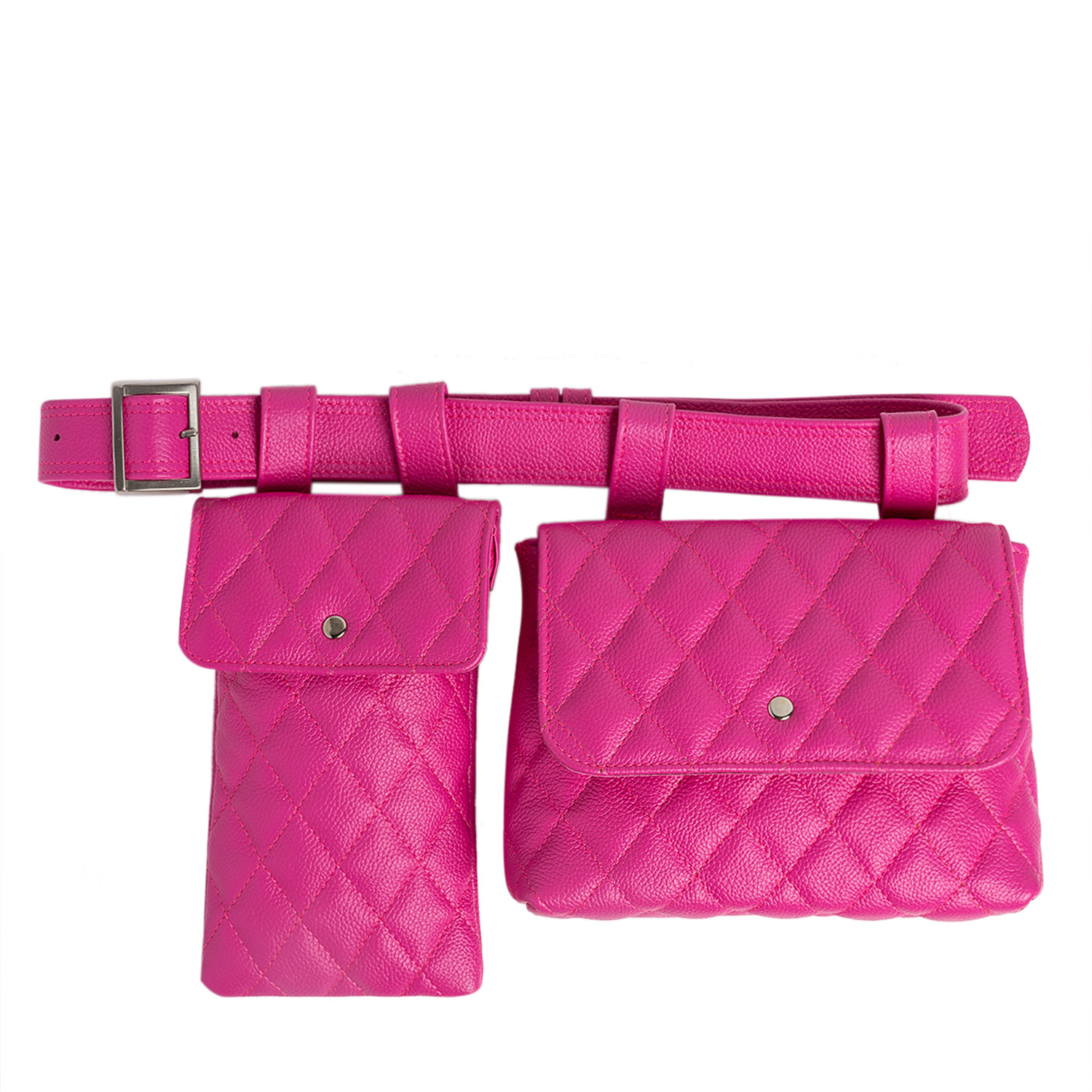 Laura Olaru Women's Pink / Purple Double Emma Quilted Pink Leather Belt Bag In Pink/purple