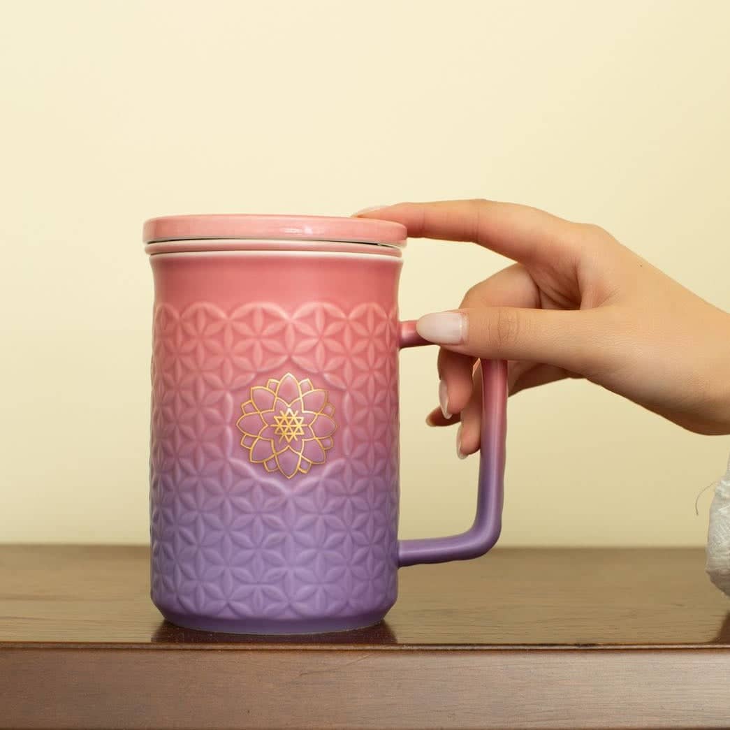 Tilt & Drip Tea Infuser Mug (Spring Blue & Spring Pink & Purple)