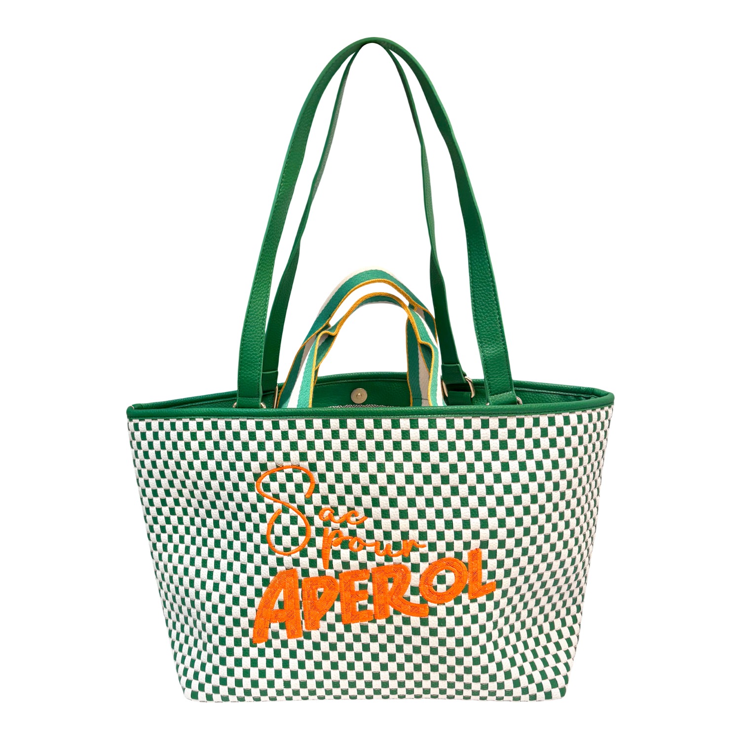 aww magazine L'APÉRO BAG tote aww magazine L'APÉRO BAG tote Sac Pour Aperol Chequered Green Bag