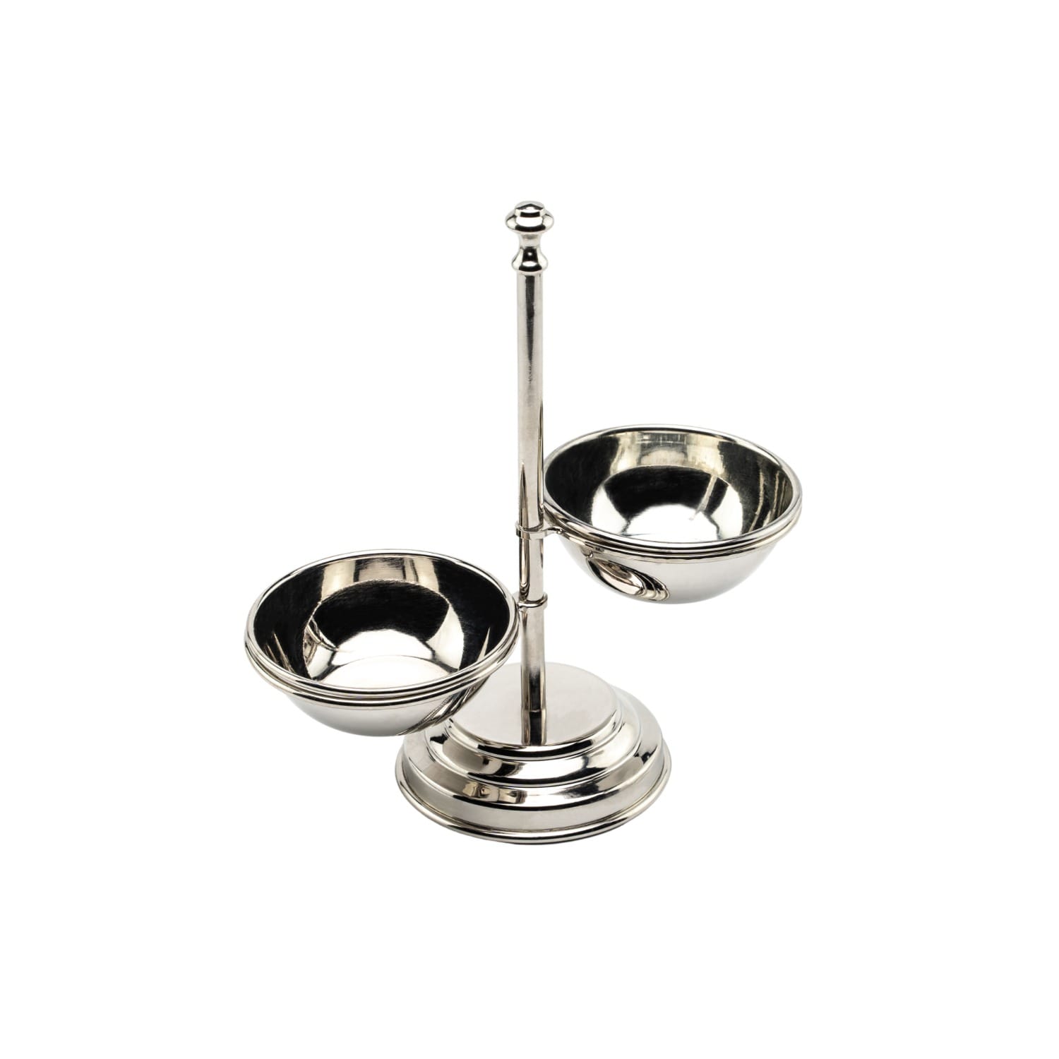 Anatoliacraft Silver Handcrafted Copper Double Bowl Stand, Color Chrome