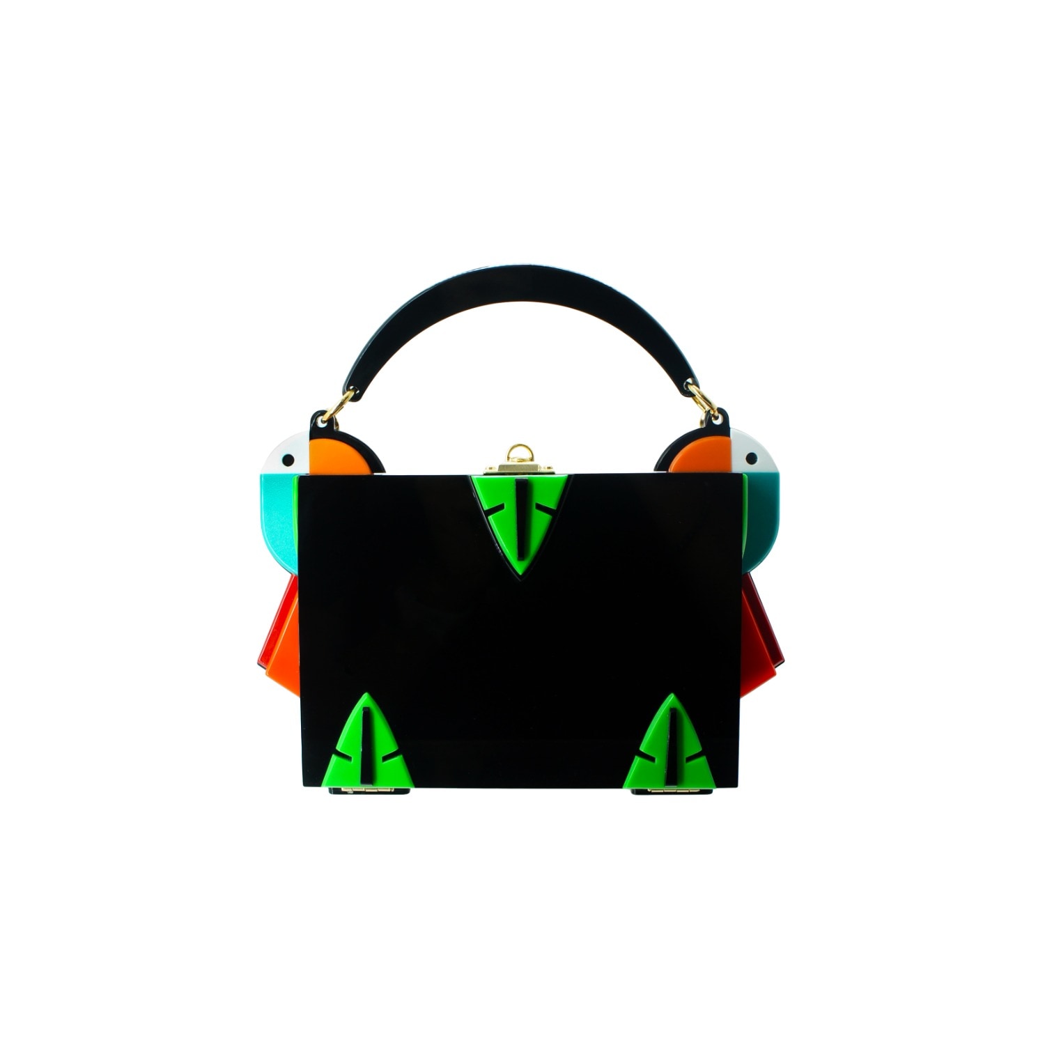 Gissa Bicalho Women's Black / Green Handmade Acrylic Clutch Toucan Green In Black