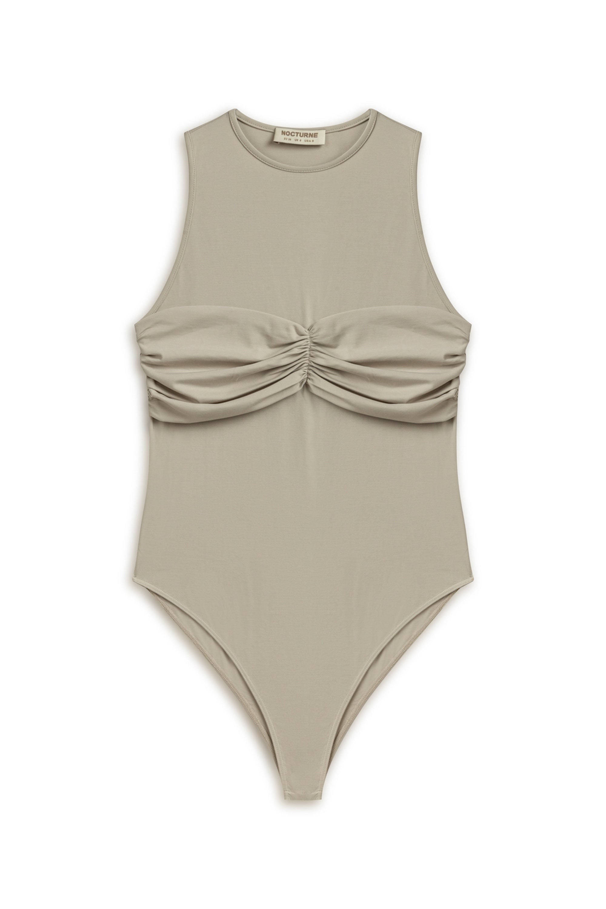 Nocturne Twist Detailed Bodysuit In Grey