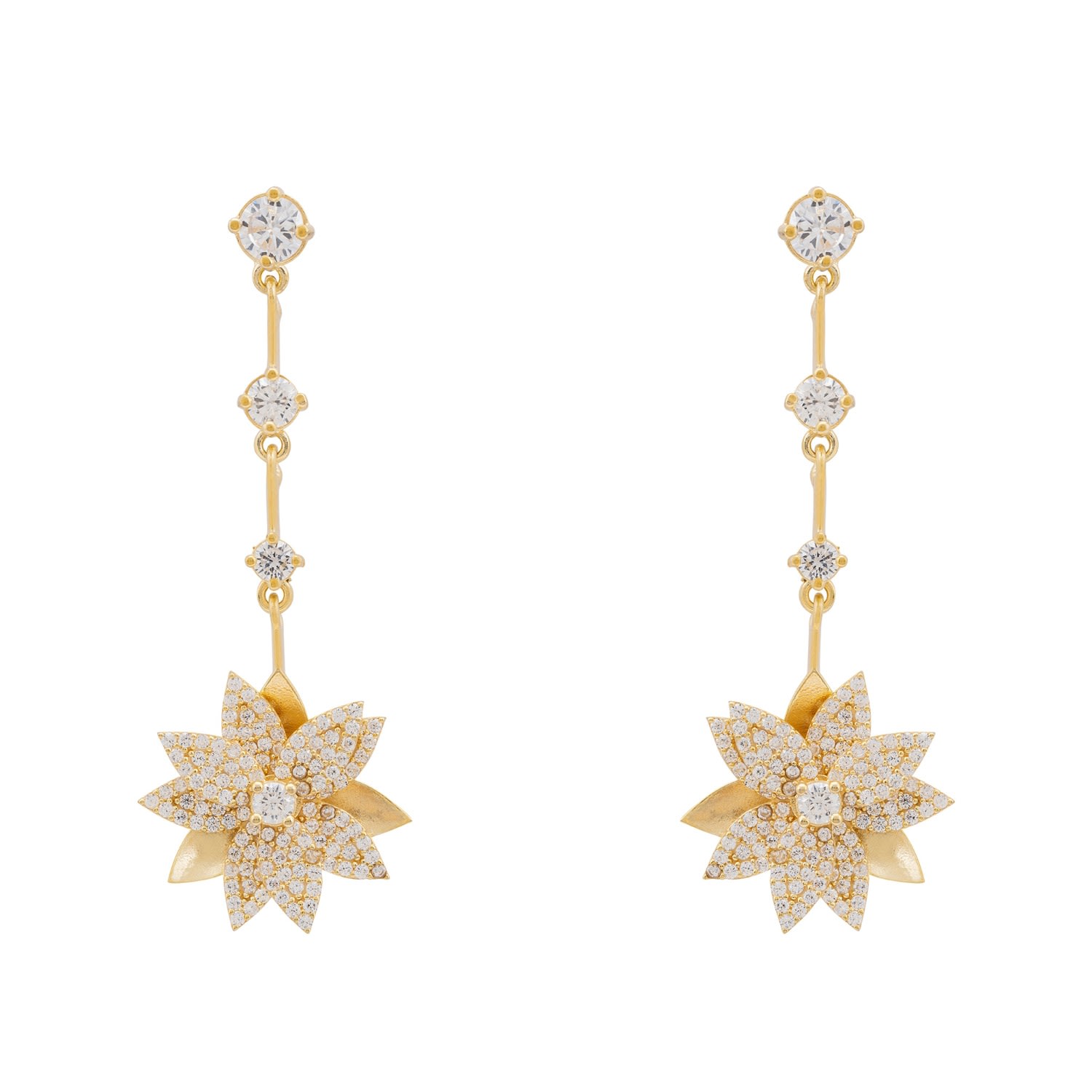 Latelita Women's White / Gold Dahlia Drop Earrings Gold White In Multi