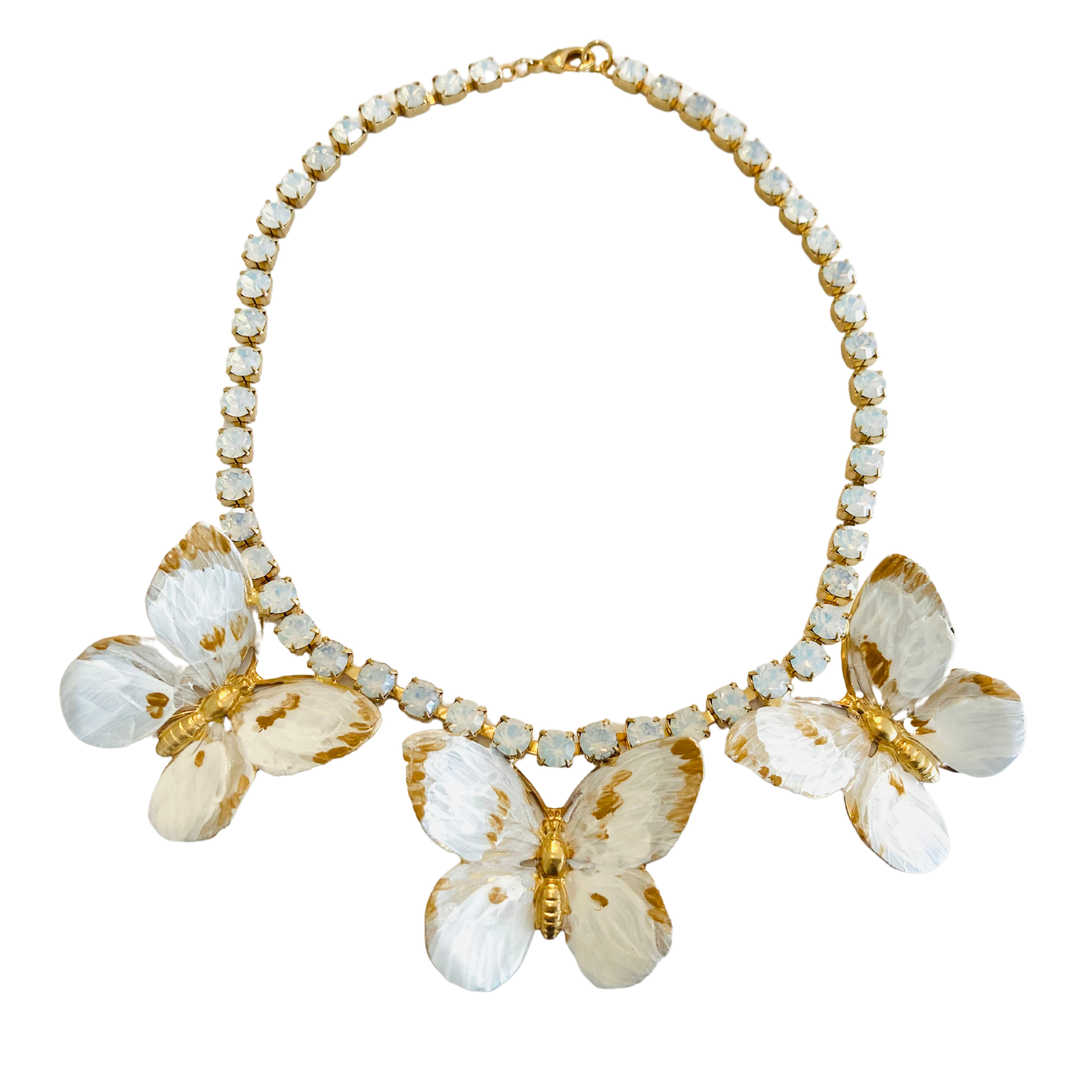The Pink Reef Women's Winter White Butterfly Necklace In Gold