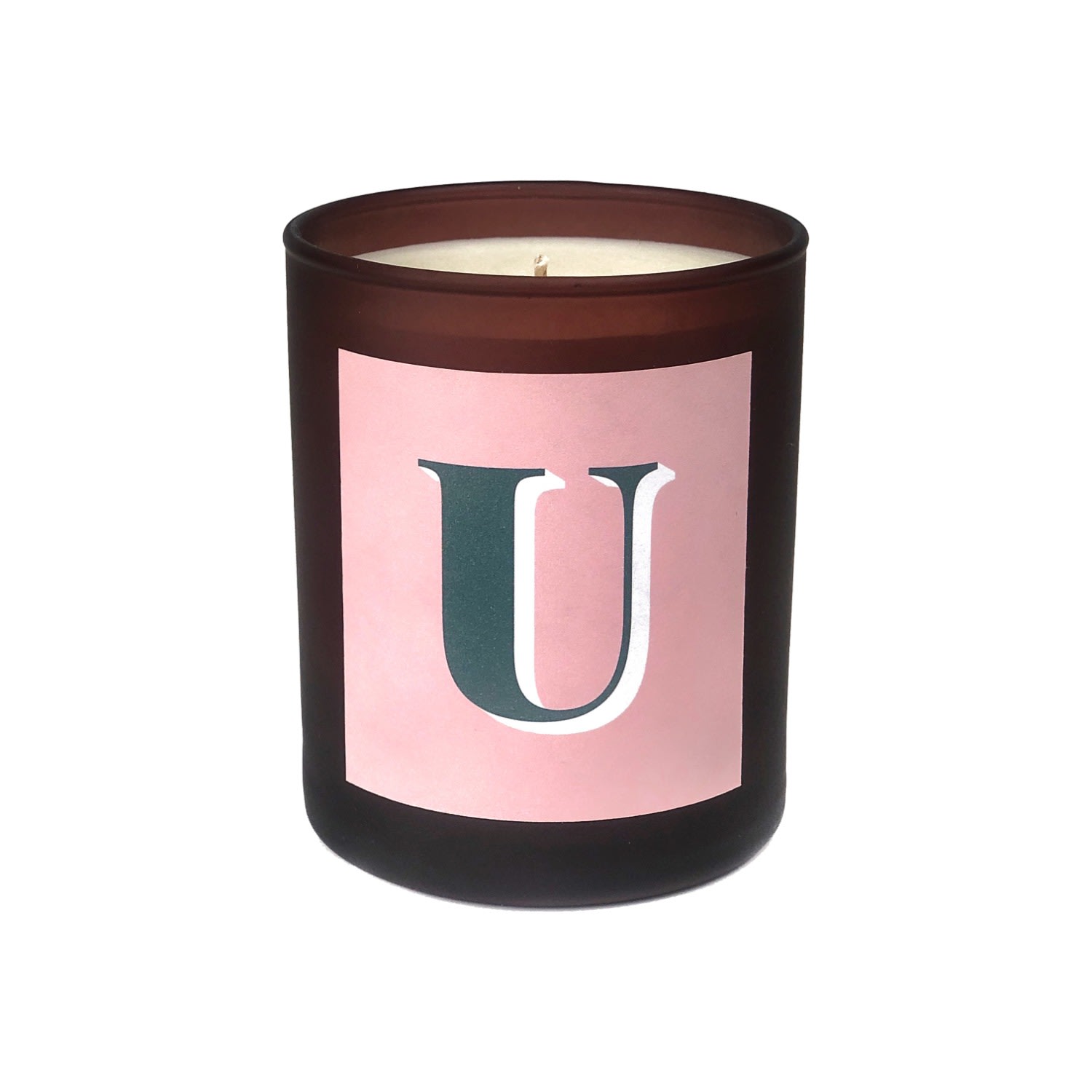 Little Karma Co. Ltd Pink Initial U Candle - Alba Refillable Large Alphabet Candle In Multi