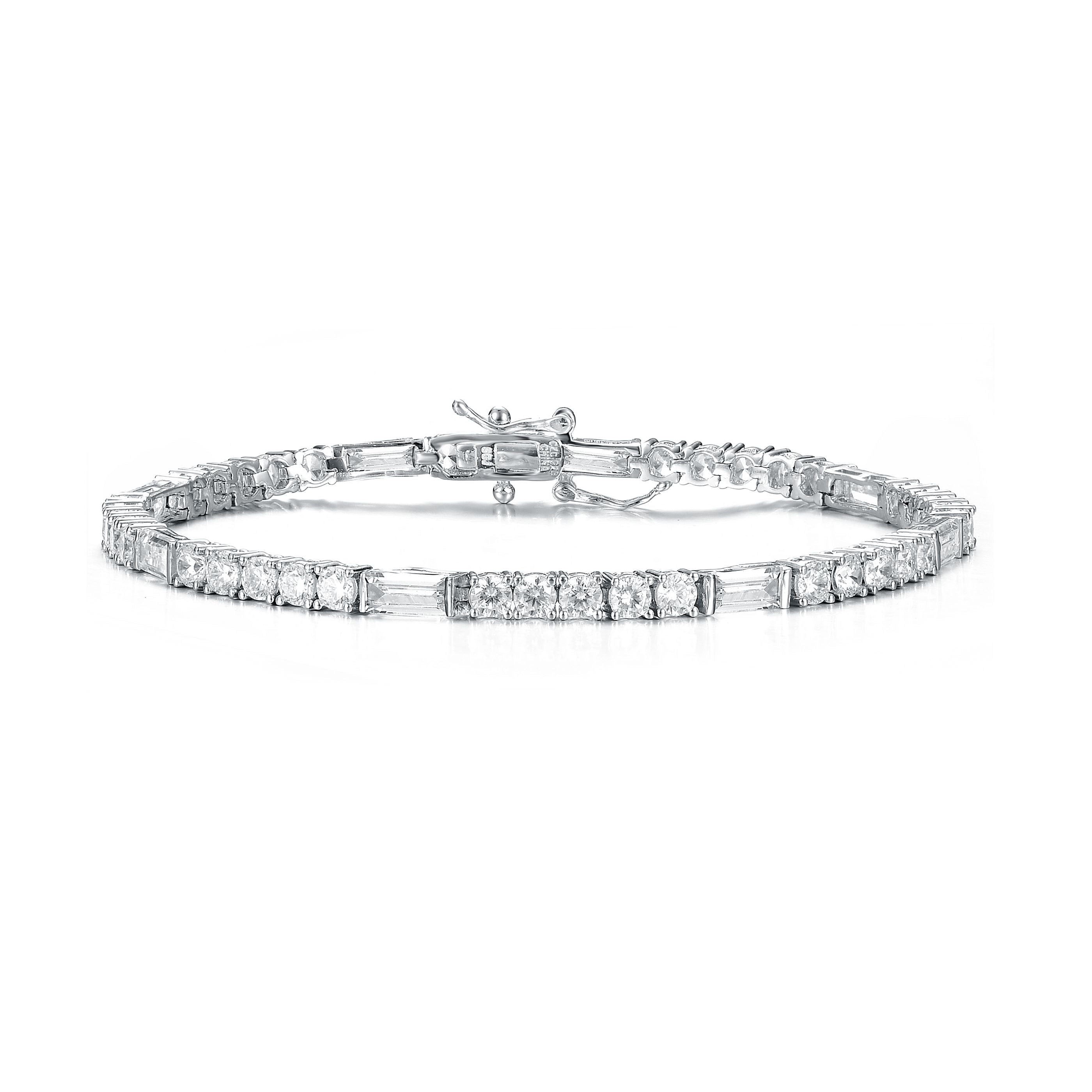 Genevive Jewelry Women's Sterling Silver White Gold Plated Cubic Zirconia Tennis Bracelet - Red