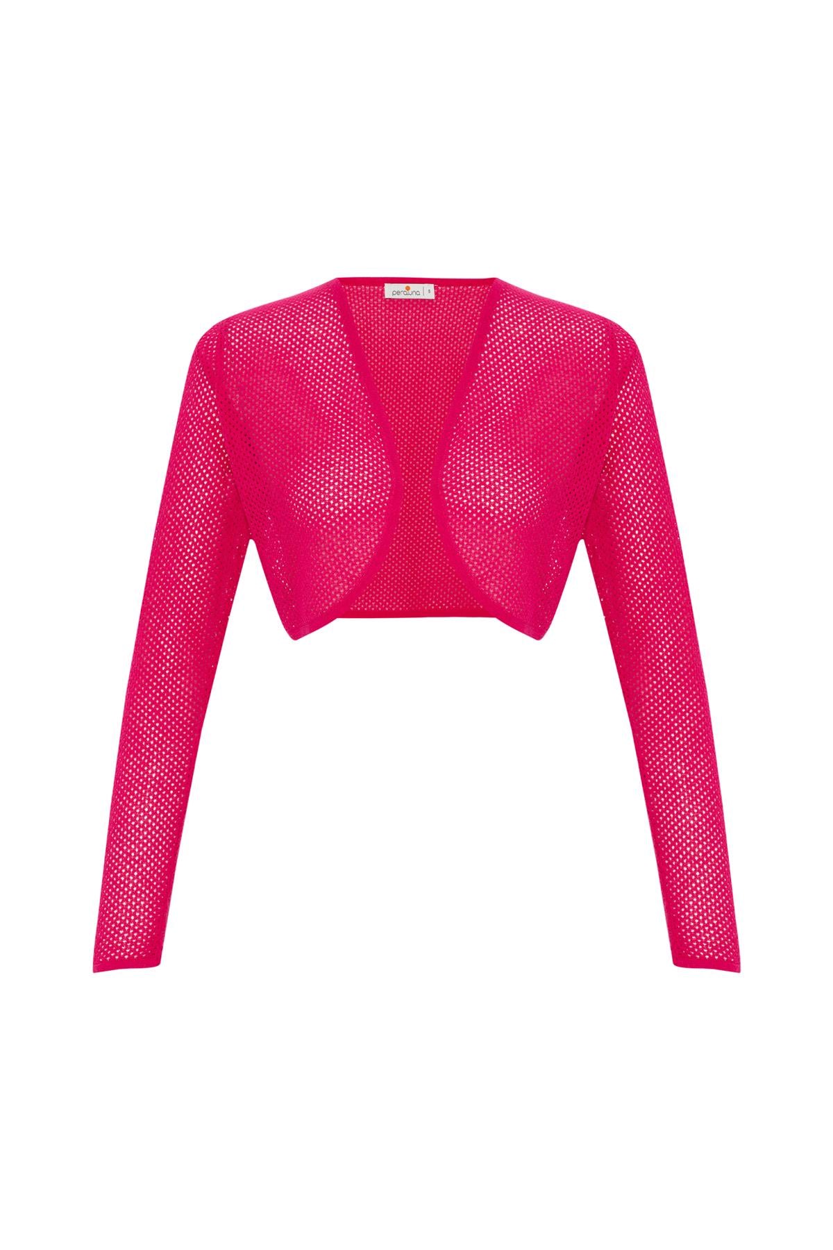 Women’s Butterfly Fishnet Knit Bolero In Magenta-Pink Medium Peraluna