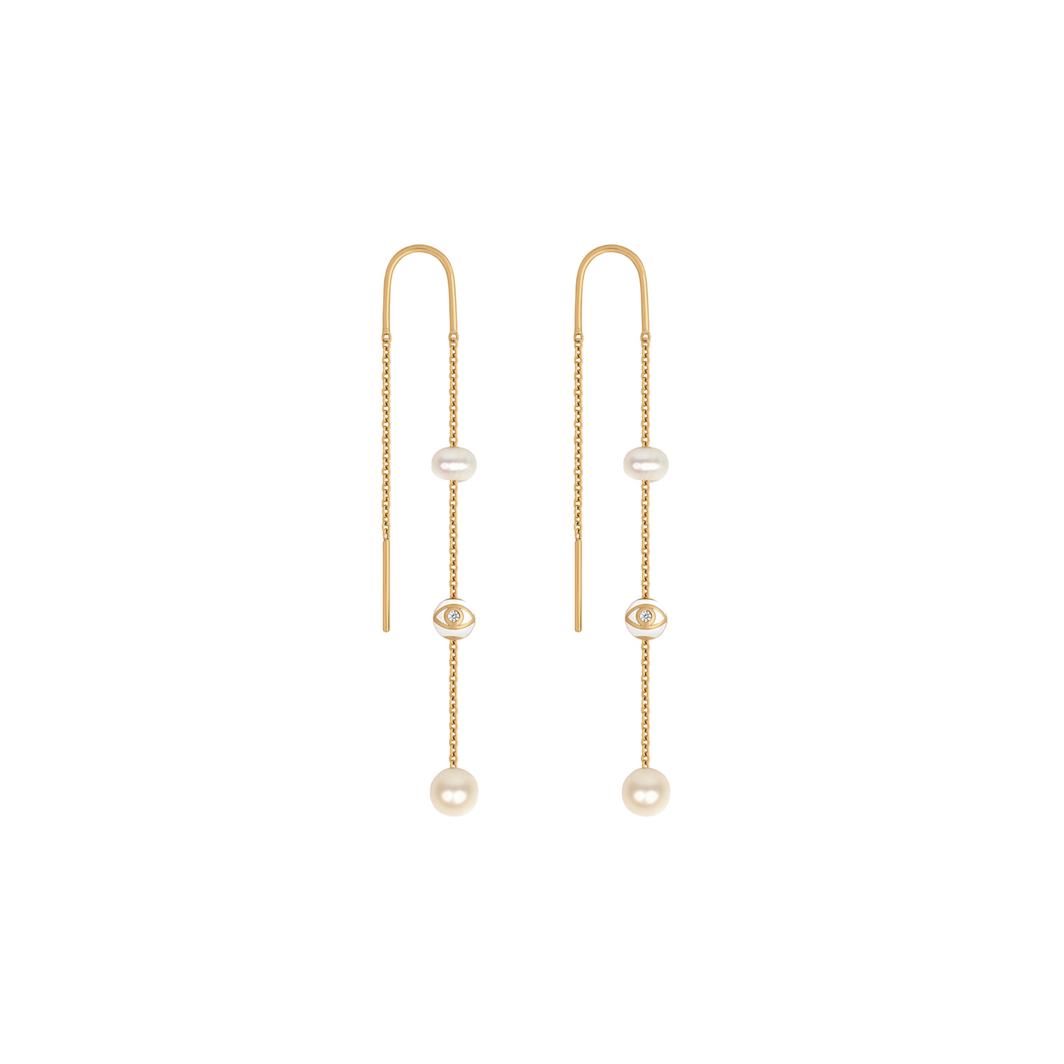 Karma And Luck Women's Gold / White Eternal Hope Pearl Thread Earrings