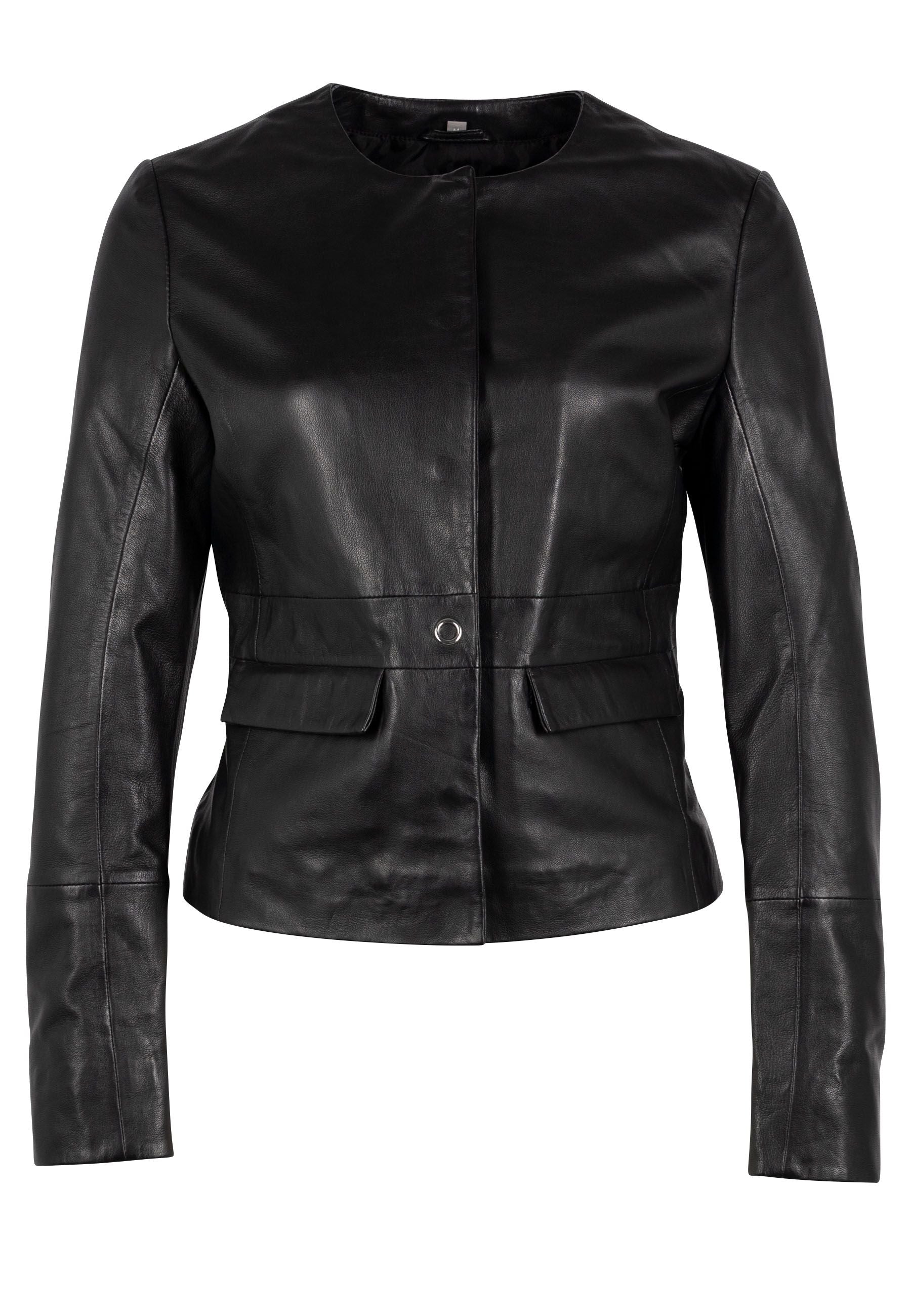 Mauritius Women's Diane Cf Leather Jacket, Black With Silver Button In Black
