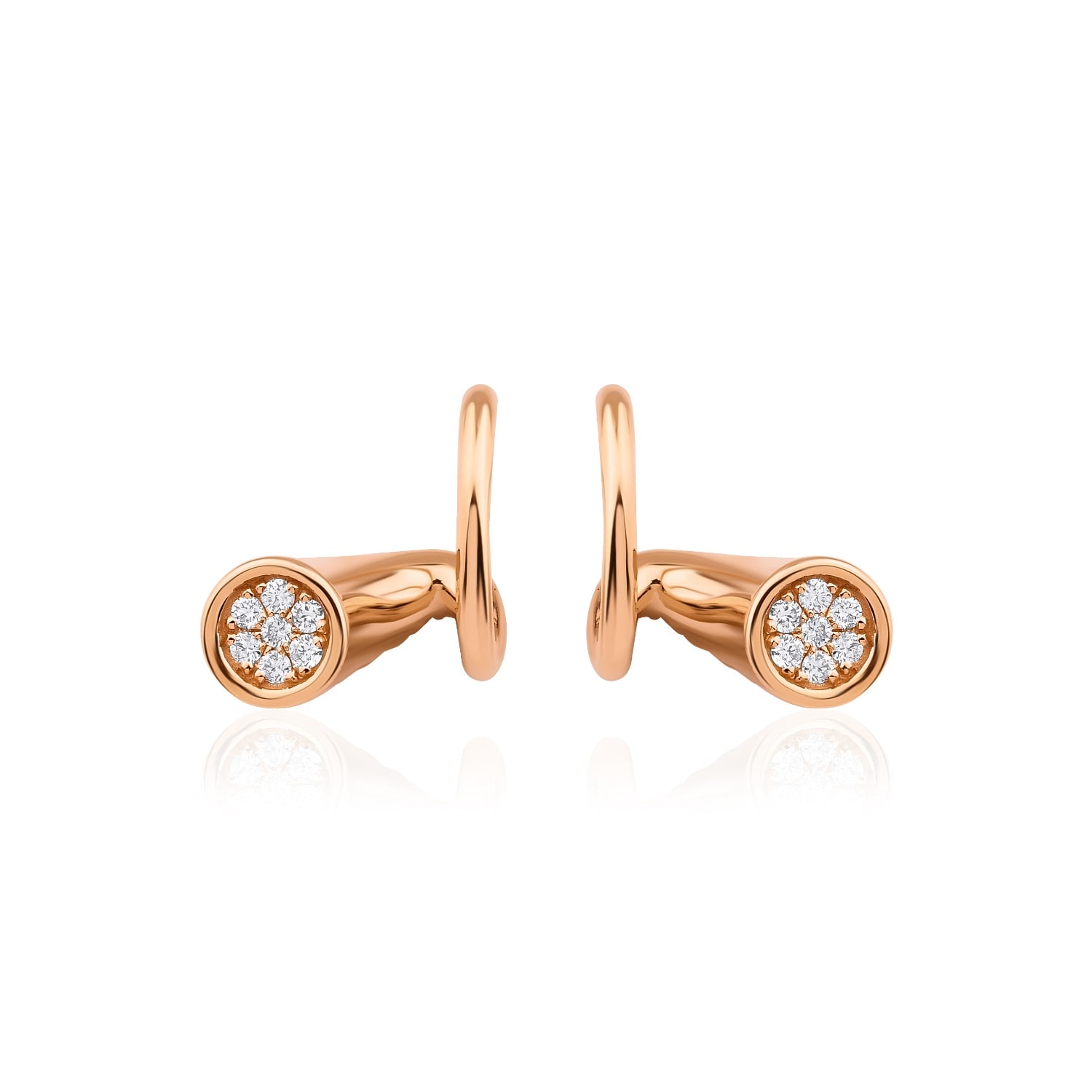 Melez Mini Atelier Women's White / Gold / Rose Gold Crest Full Moon Earrings - Solid Rose Gold With Diamonds