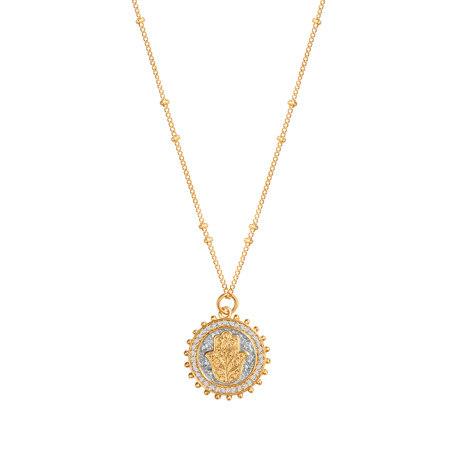 Karma And Luck Women's Precious Protection - Gold Plated Hamsa Medallion Necklace