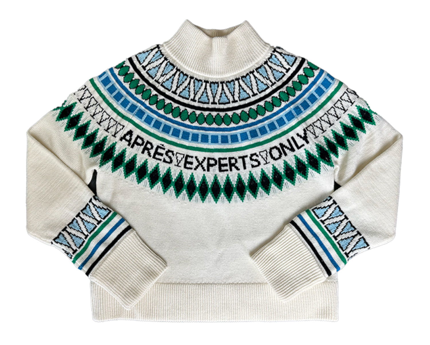 Team Event Women's White Après Experts Only Fair Isle Après Ski Sweater Color: Snow/ Multi In White