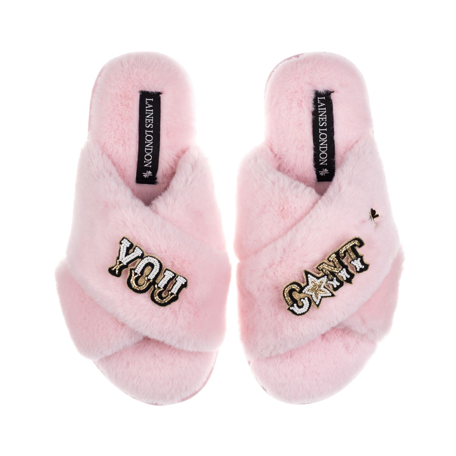 Laines London Women's Classic Laines Slippers With You Cunt Brooches - Pink In Pink