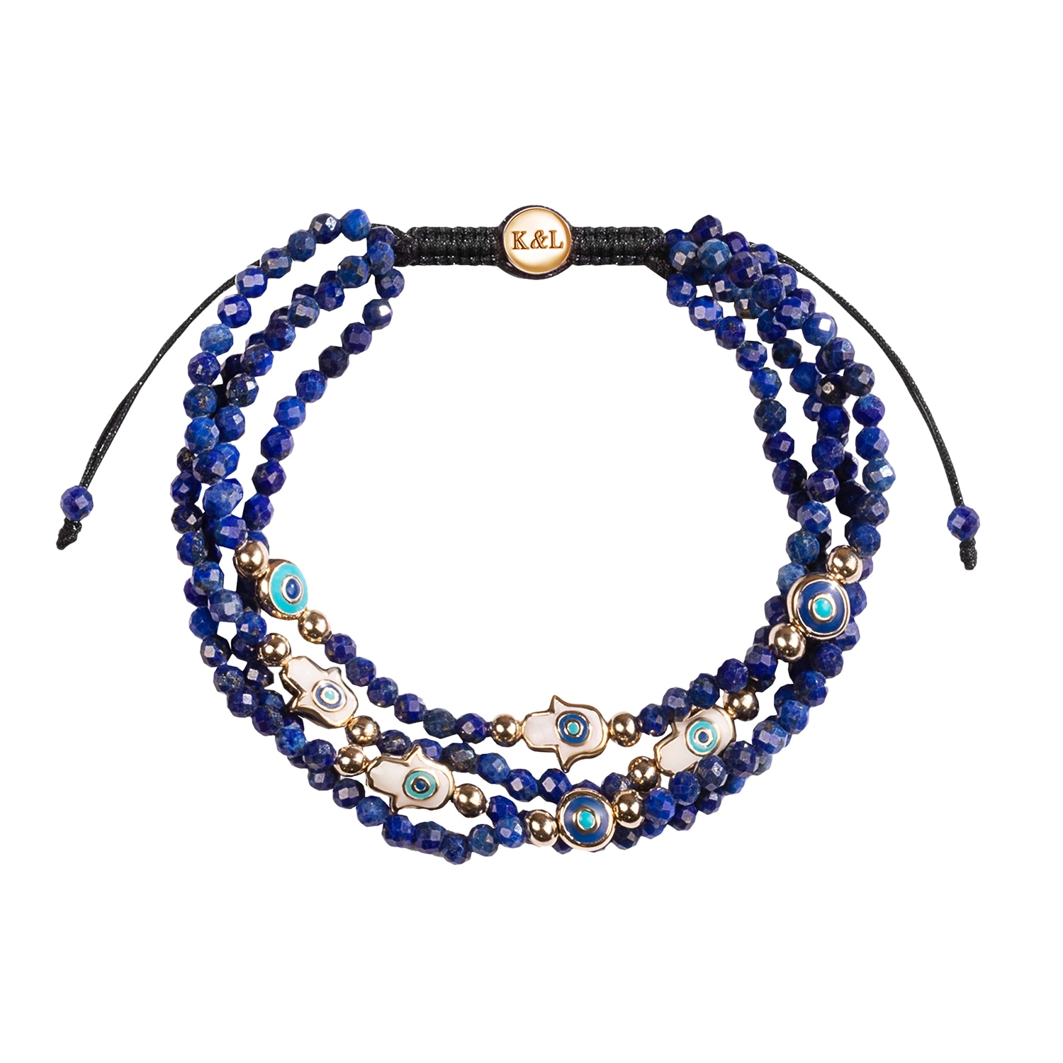 Karma And Luck Women's Blue Wise Belief - Lapis Enamel Evil Eye Hamsa Bracelet