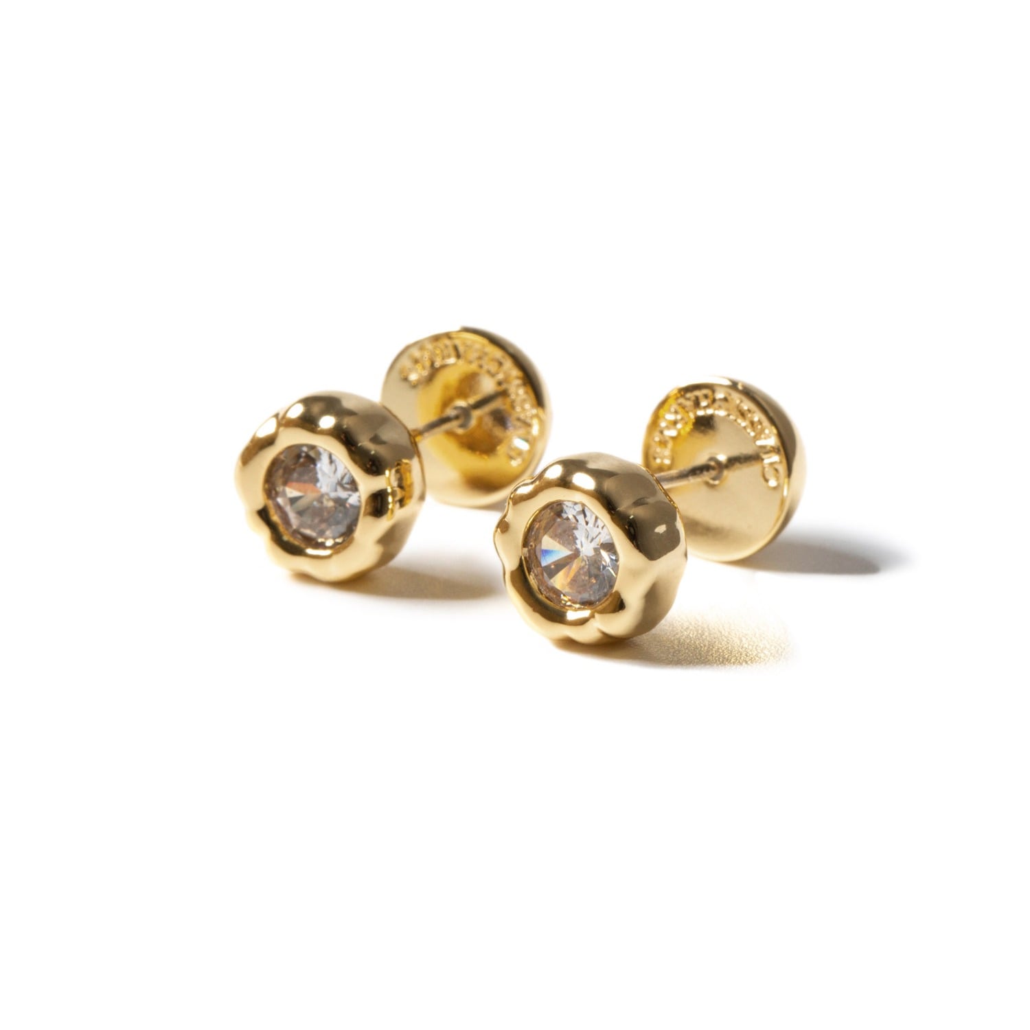 Women's Gold / White Skyler Gold Molten Clear Zircon Stud Earrings | Classicharms
