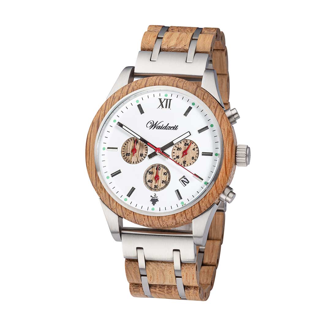 Waidzeit Men's White / Brown Reserve Barrique Chronograph