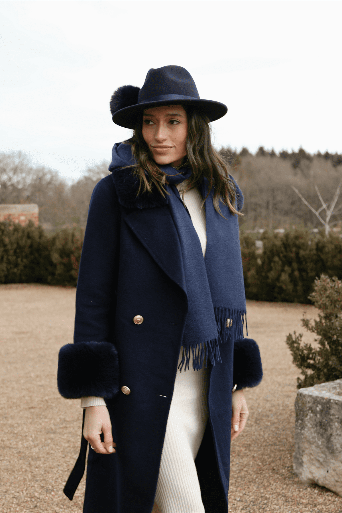 Navy clearance cashmere coat