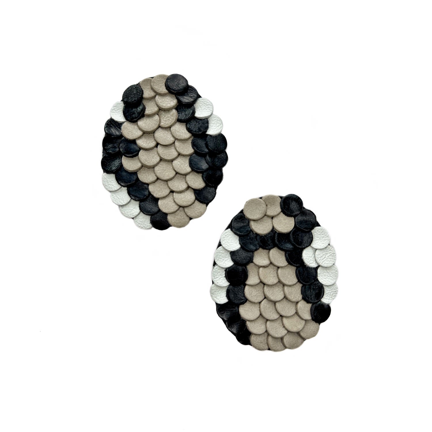 Waiwai Women's Neutrals Snake Pattern Leather Earrings