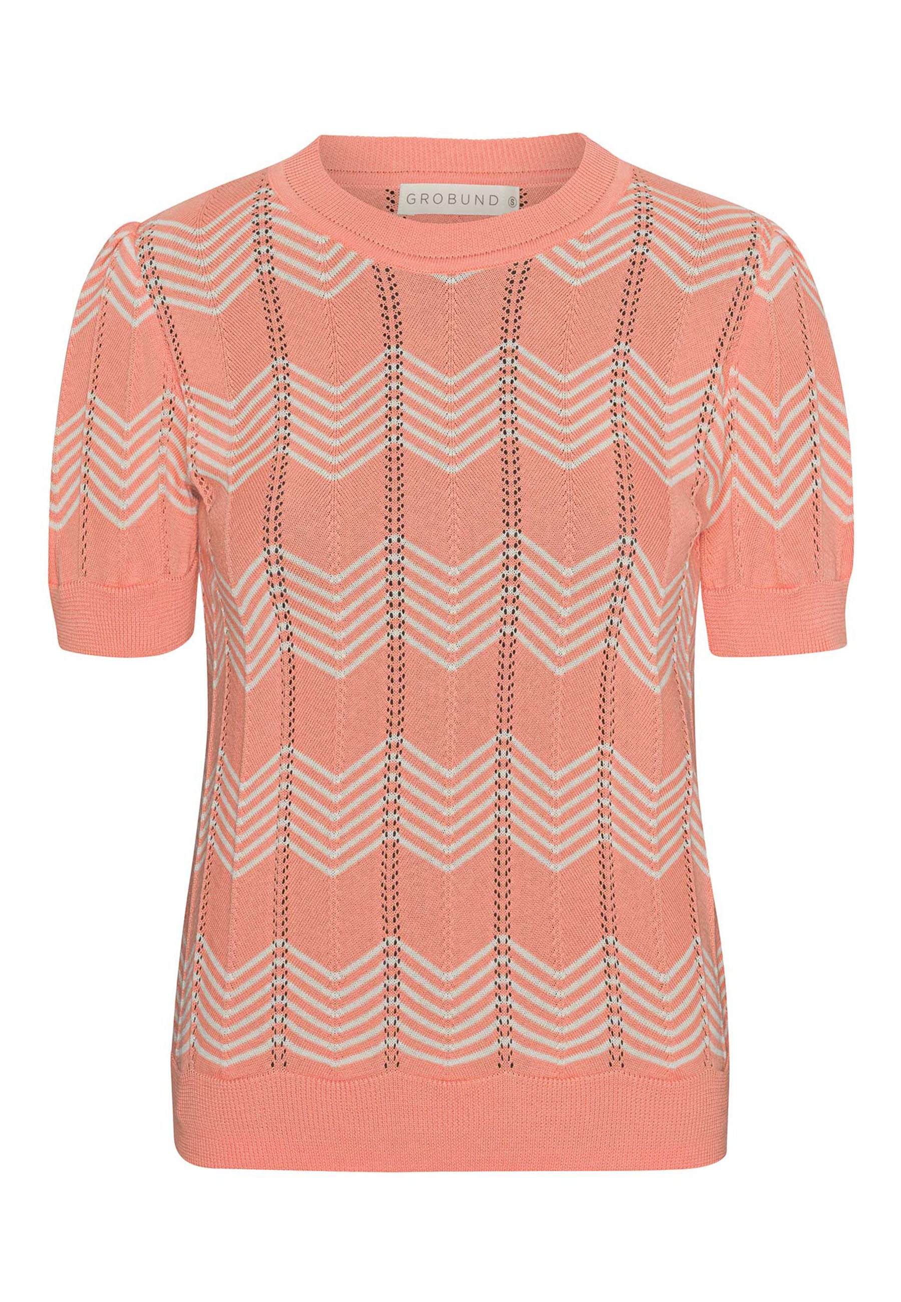 Grobund Women's Pink / Purple  Almine Tee - The One With Zigzag In Melon In Pink/purple