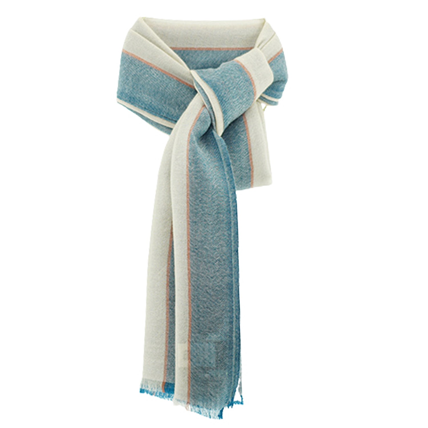 Women’s Blue / Yellow / Orange Teal Flame Cashmere Scarf In Blue, Beige And Orange - Unisex Scarves by Franci