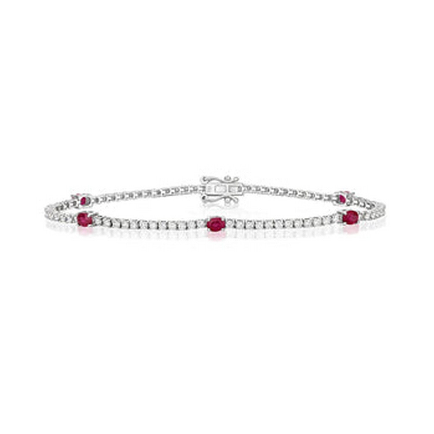 Women’s Diamond And Rubytennis Bracelet White Gold Cervin Blanc