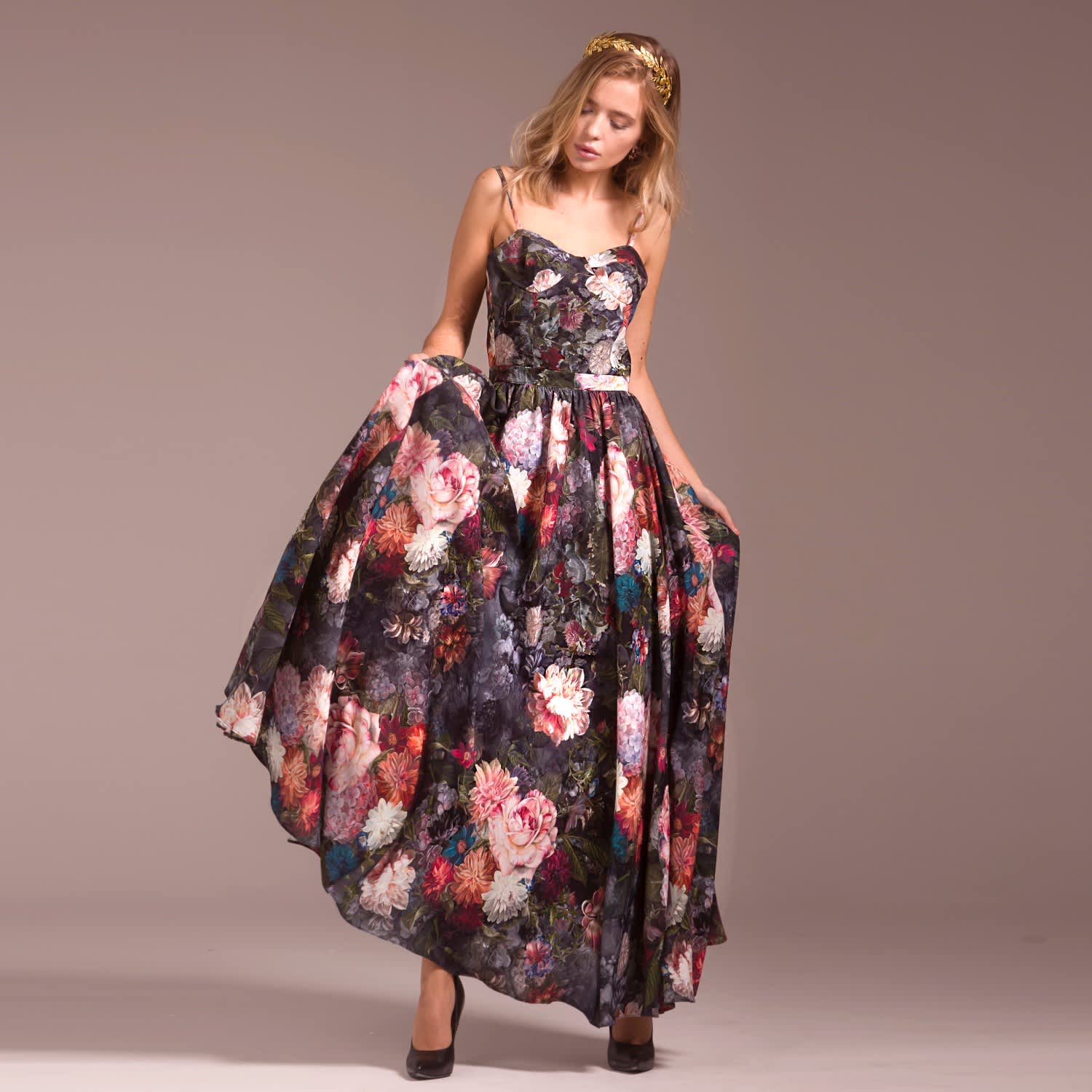 printed silk maxi dress